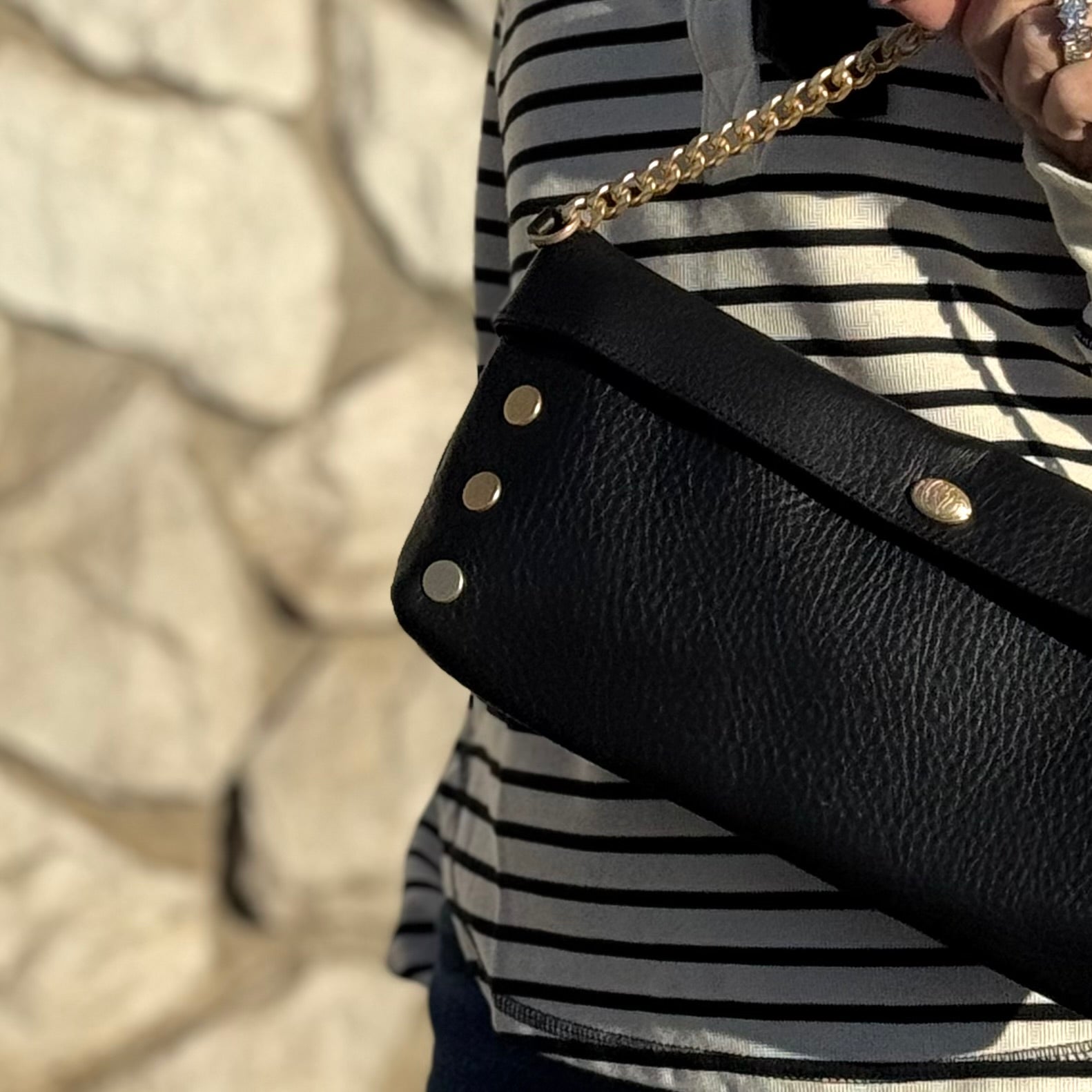 Hammitt Invitation Clutch Black/Brushed Gold