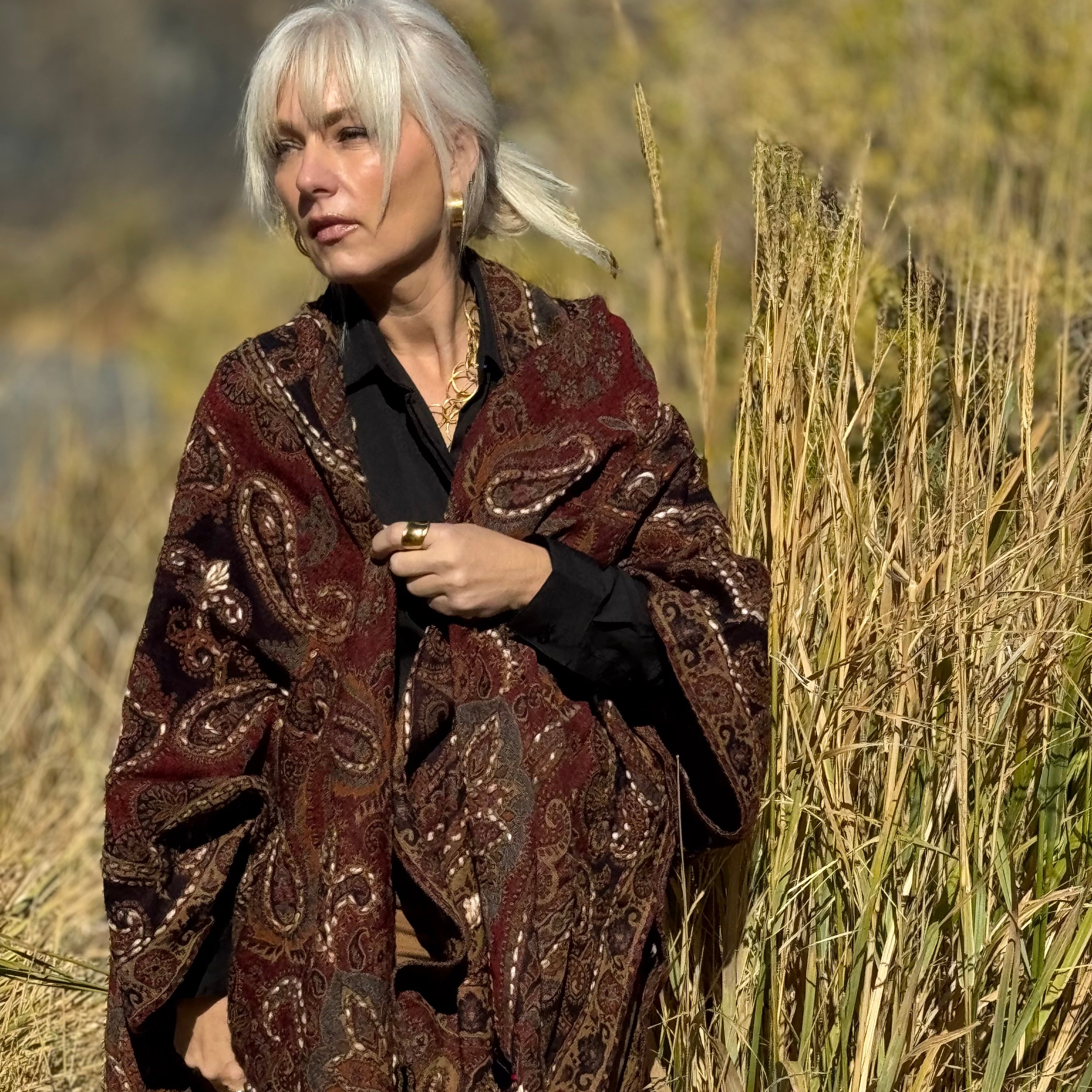 Marisol Embroidered Wool Wrap
