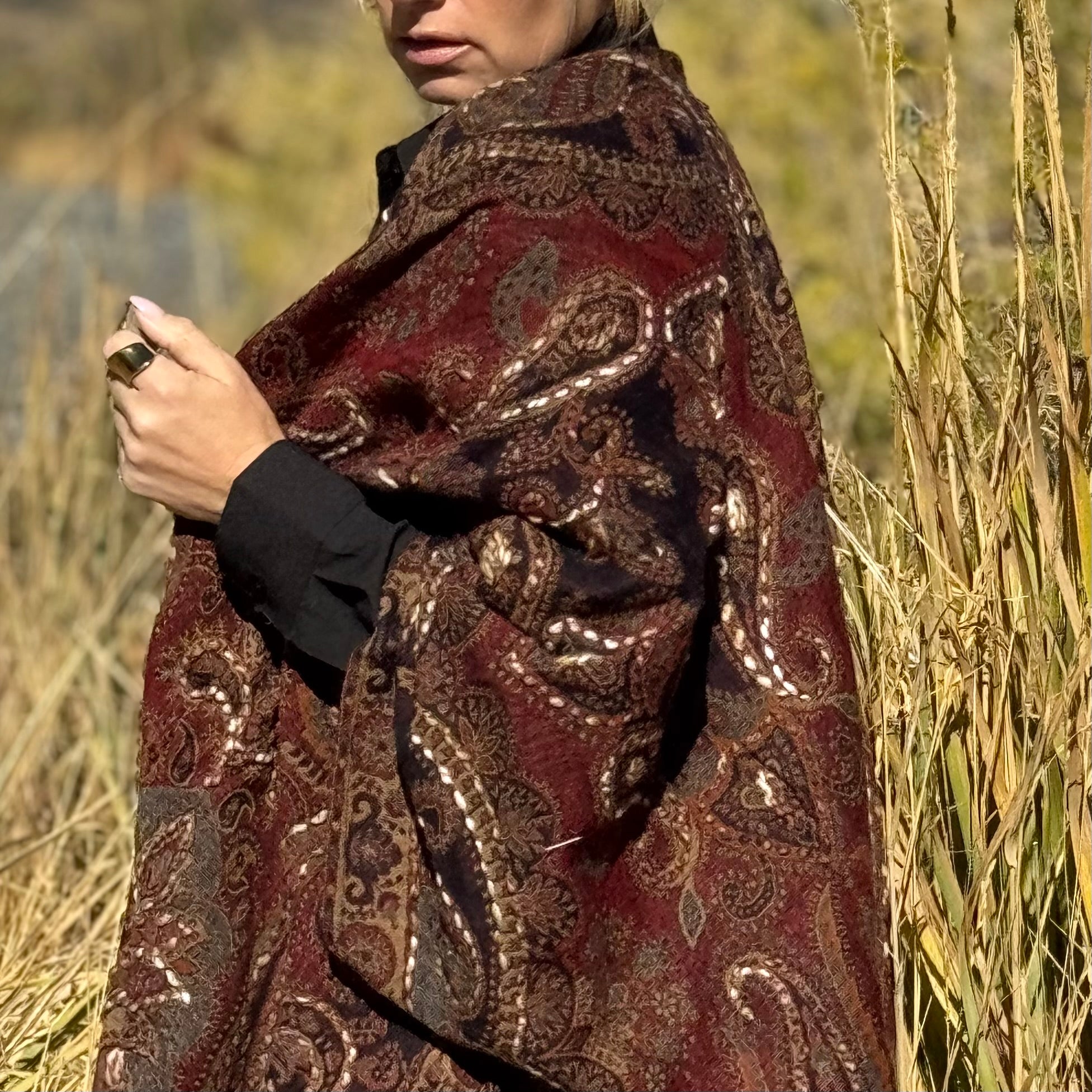 Marisol Embroidered Wool Wrap