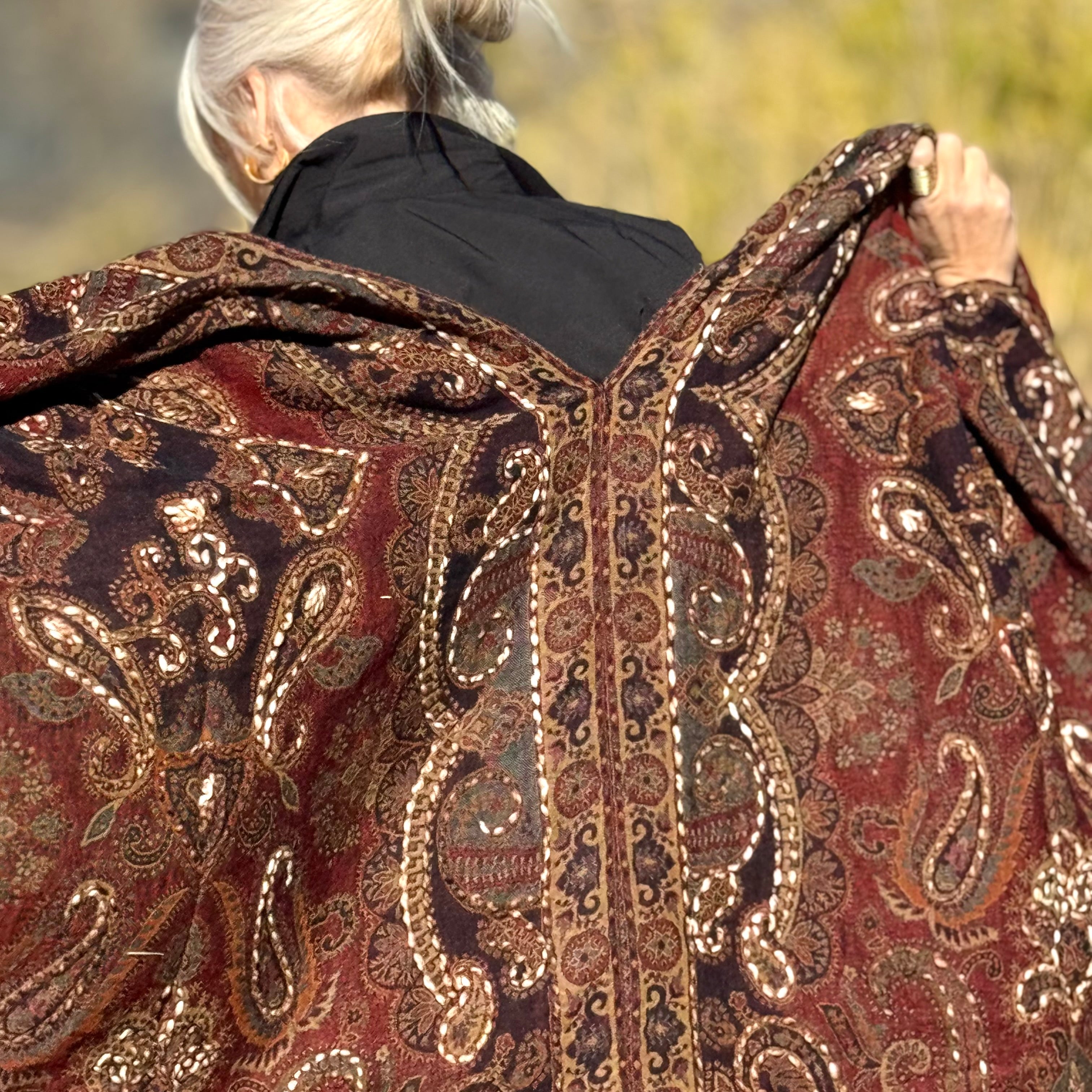 Marisol Embroidered Wool Wrap