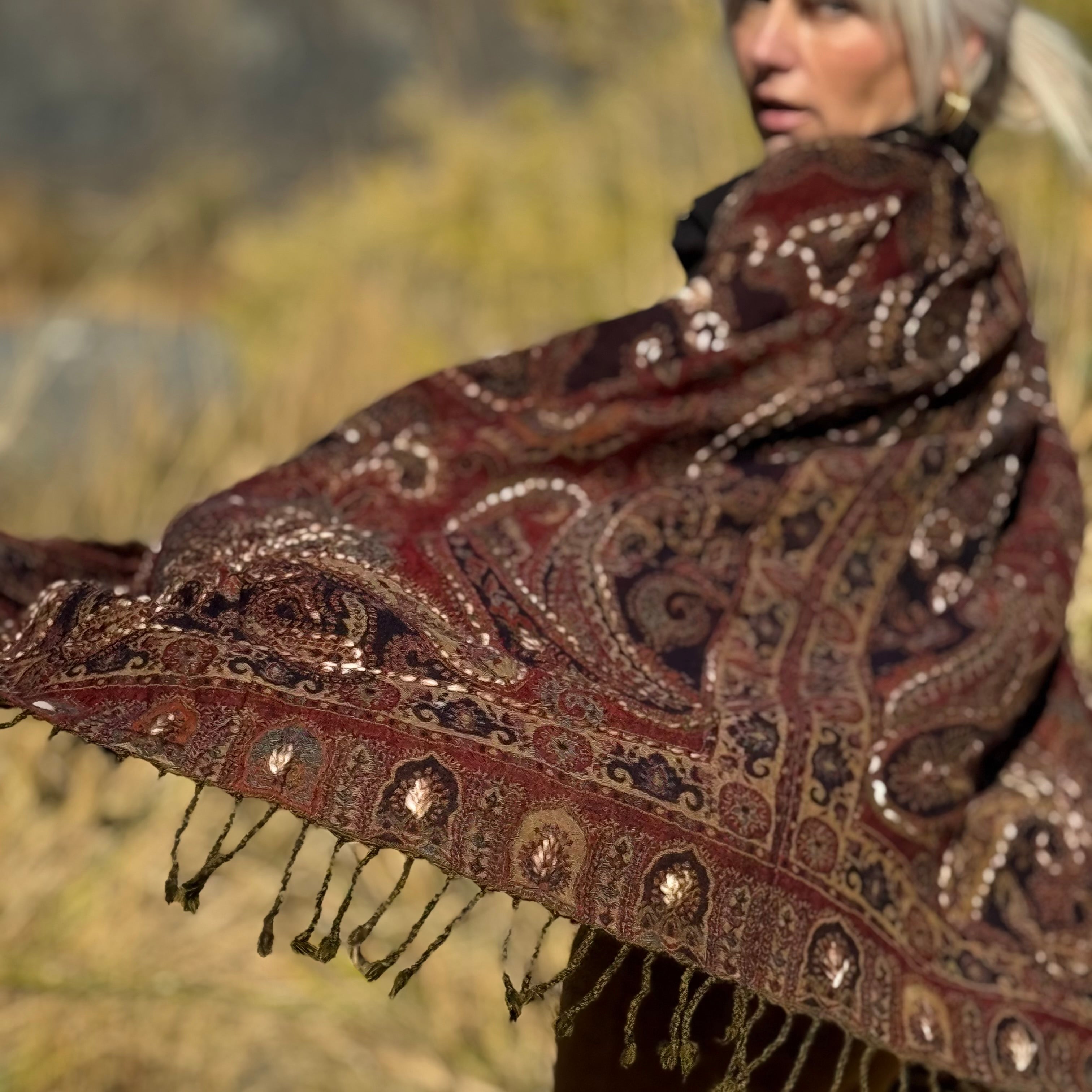 Marisol Embroidered Wool Wrap