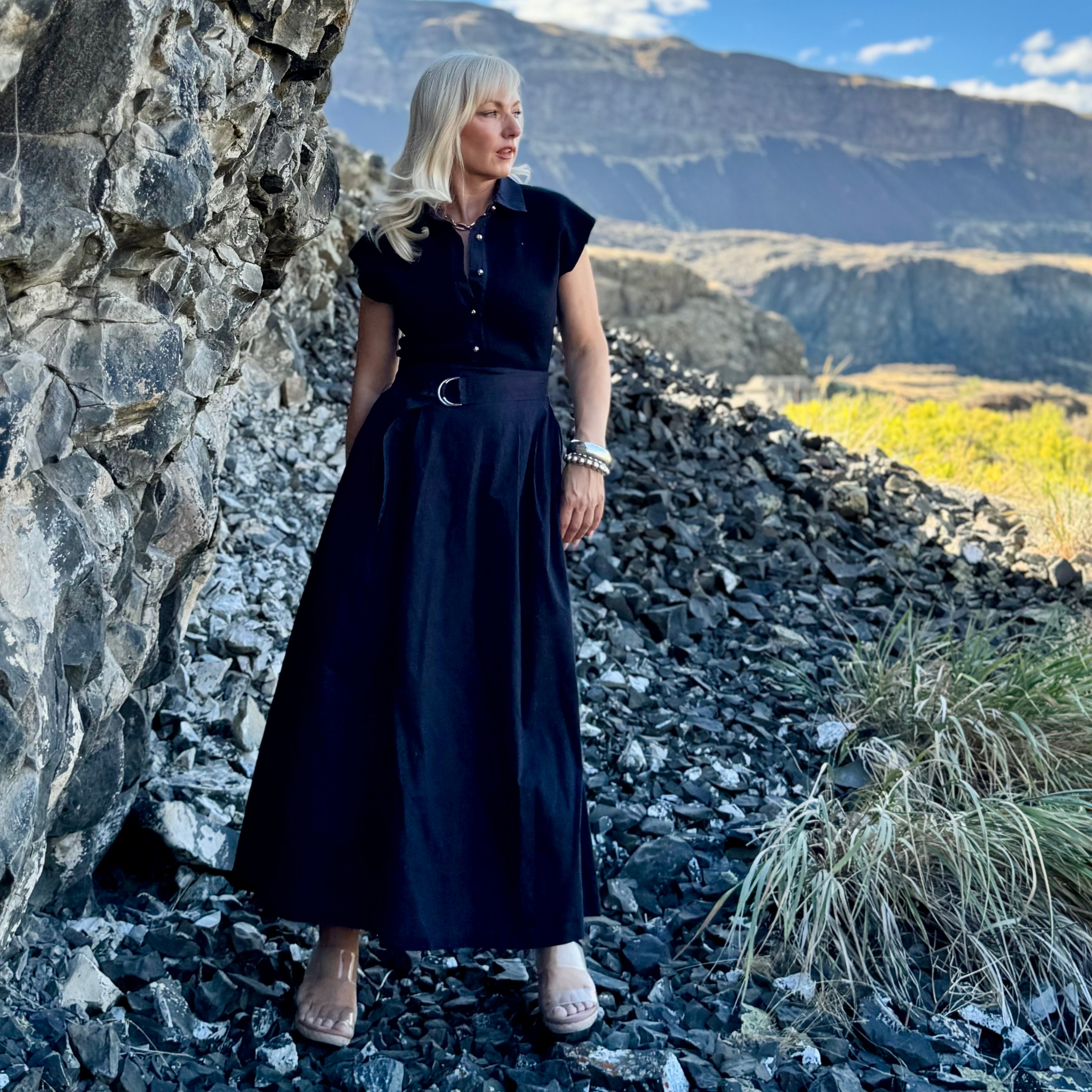 Midnight Muse Belted Maxi Dress