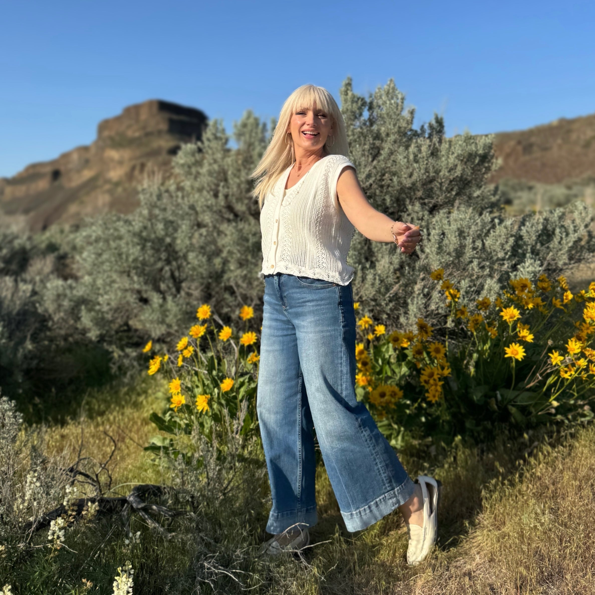 AUDREY WIDE LEG JEAN Lagoon