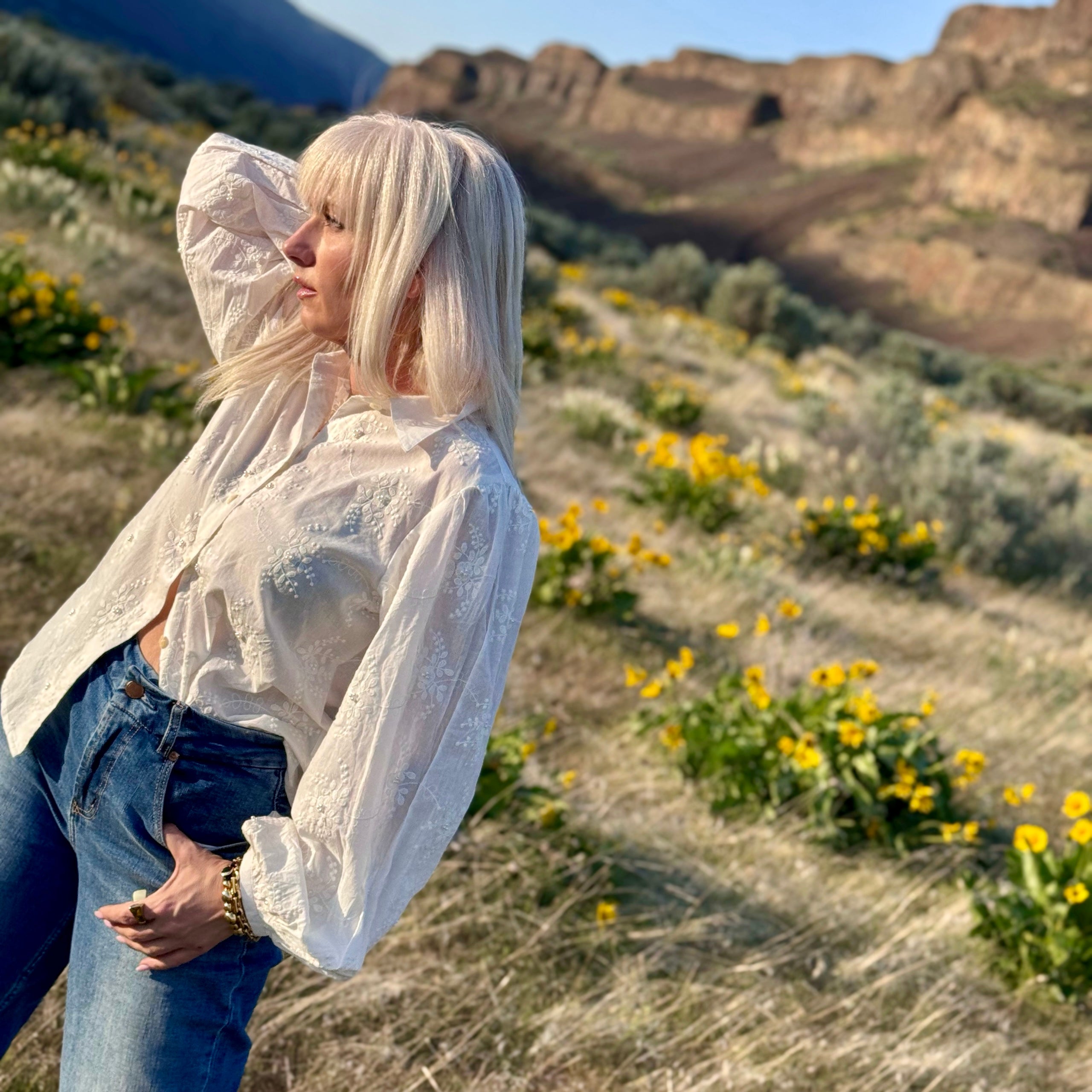 Tabitha Embellished Puff Sleeve Shirt