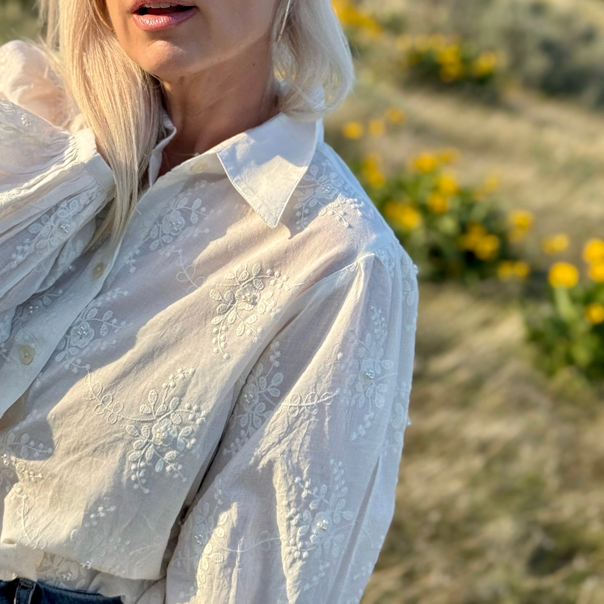 Tabitha Embellished Puff Sleeve Shirt