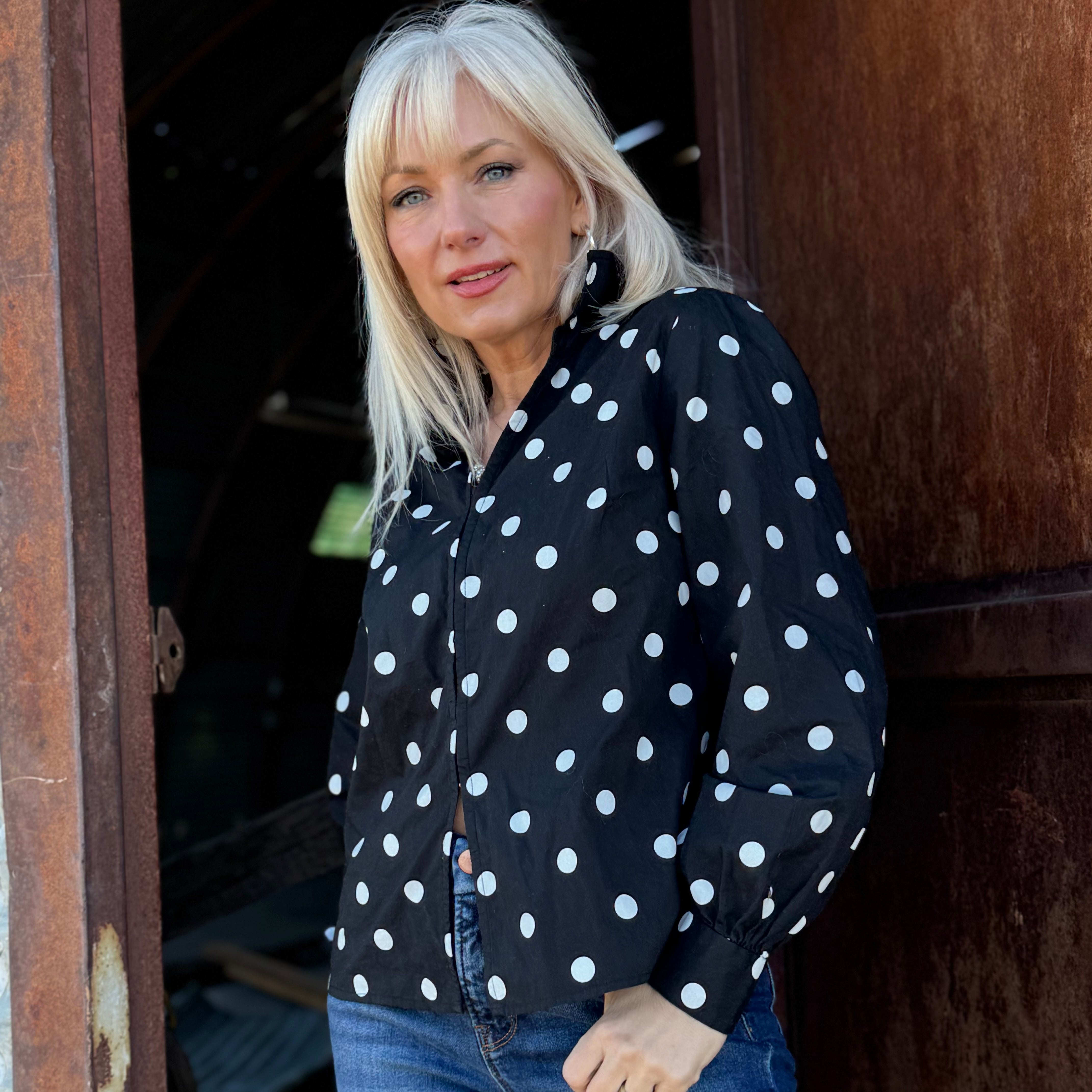 The Midnight Dot Cotton Blouse