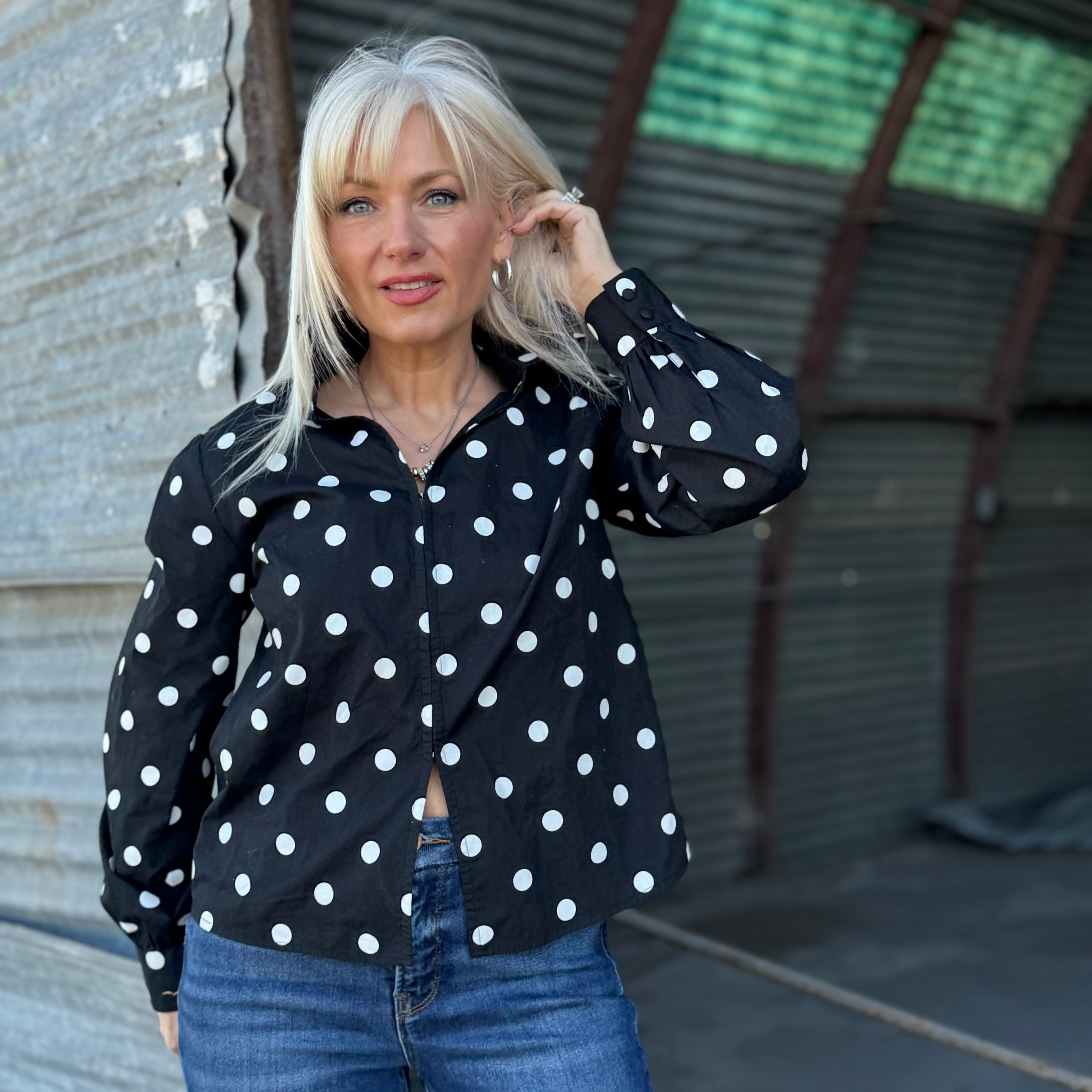 The Midnight Dot Cotton Blouse