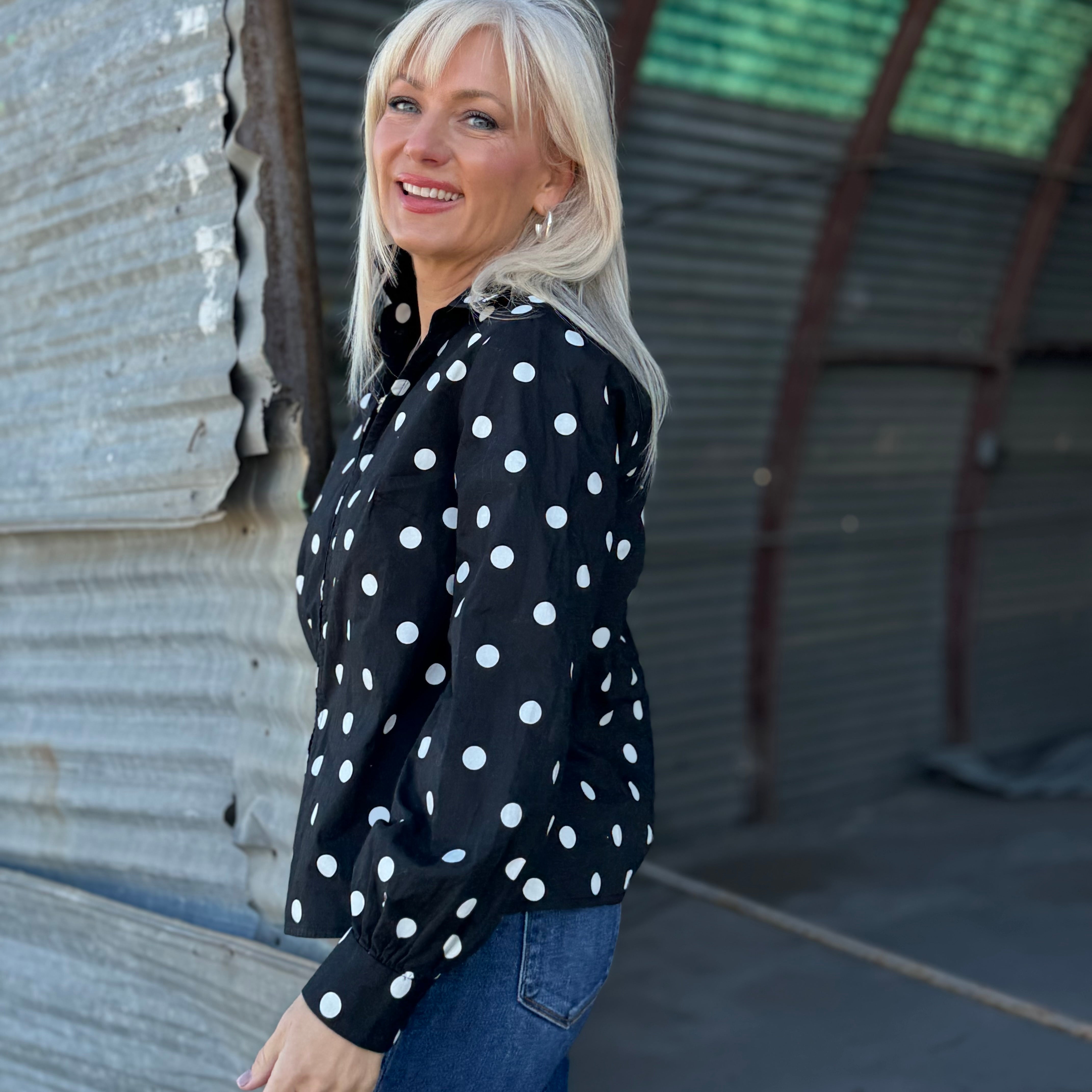 The Midnight Dot Cotton Blouse