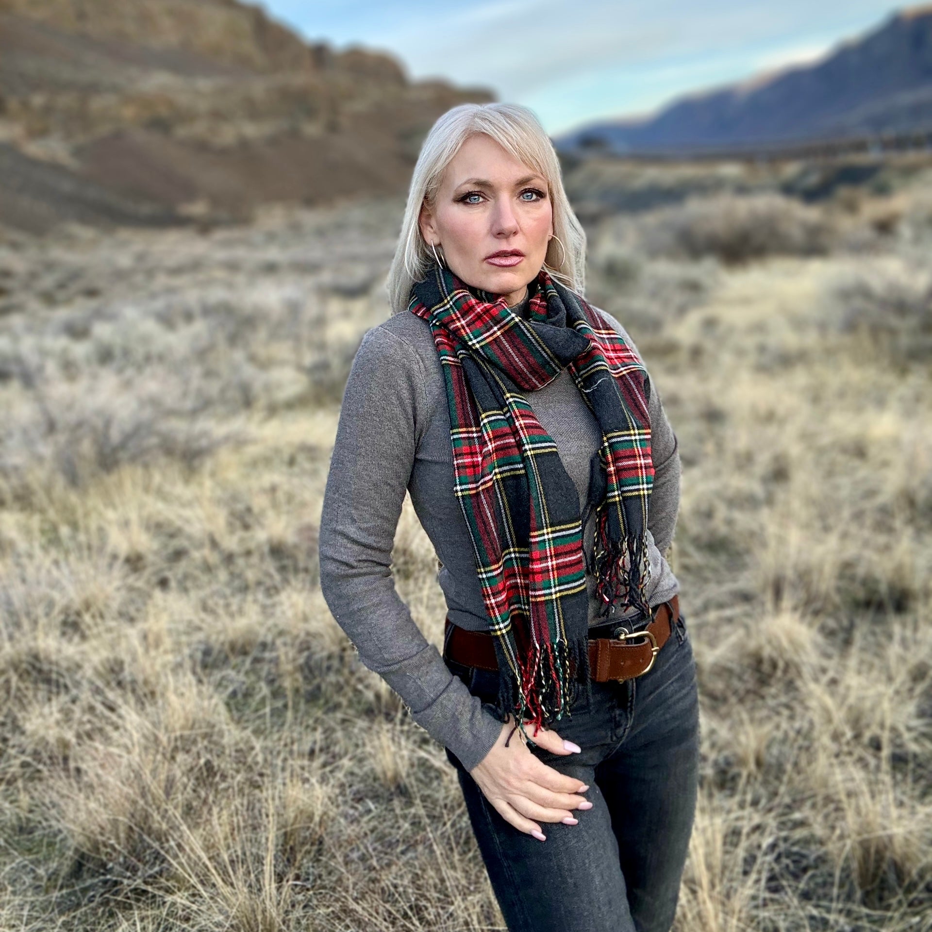 Oxford Plaid Scarf Gray