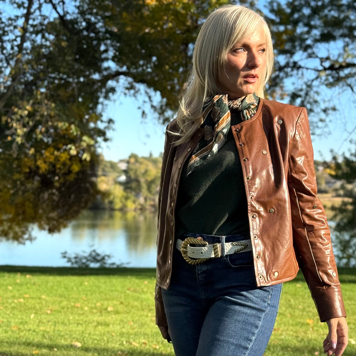 Luanne Studded Vegan Leather Jacket