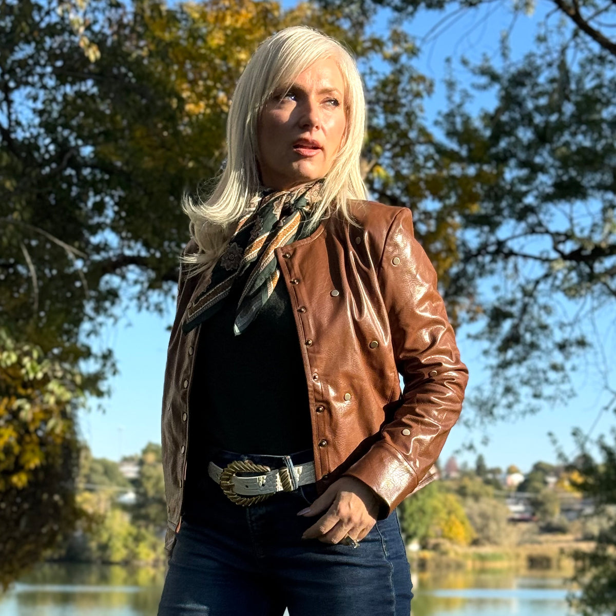 Luanne Studded Vegan Leather Jacket
