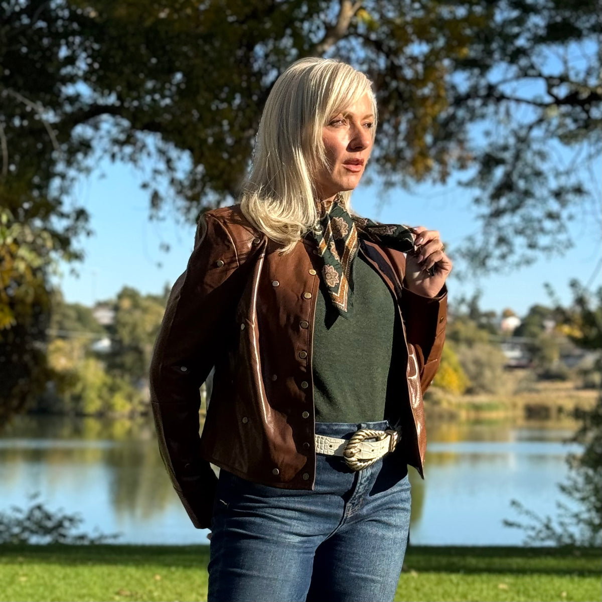 Luanne Studded Vegan Leather Jacket