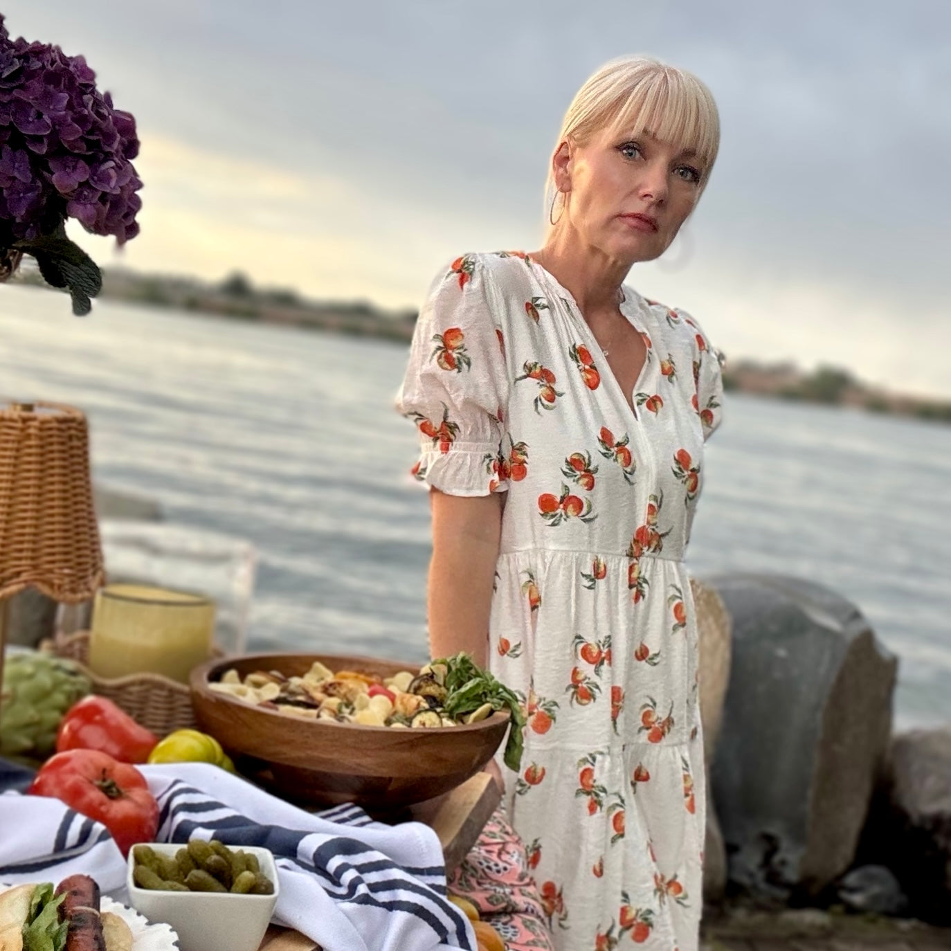 MARSCINA PEACH FIELDS DRESS
