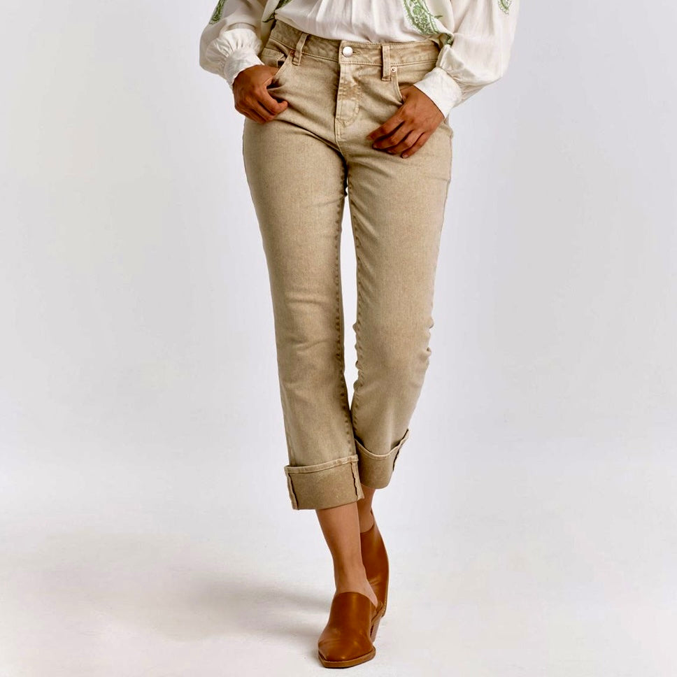 BLAIRE HIGH RISE CUFFED SLIM STRAIGHT JEANS GOLDEN ROAD my