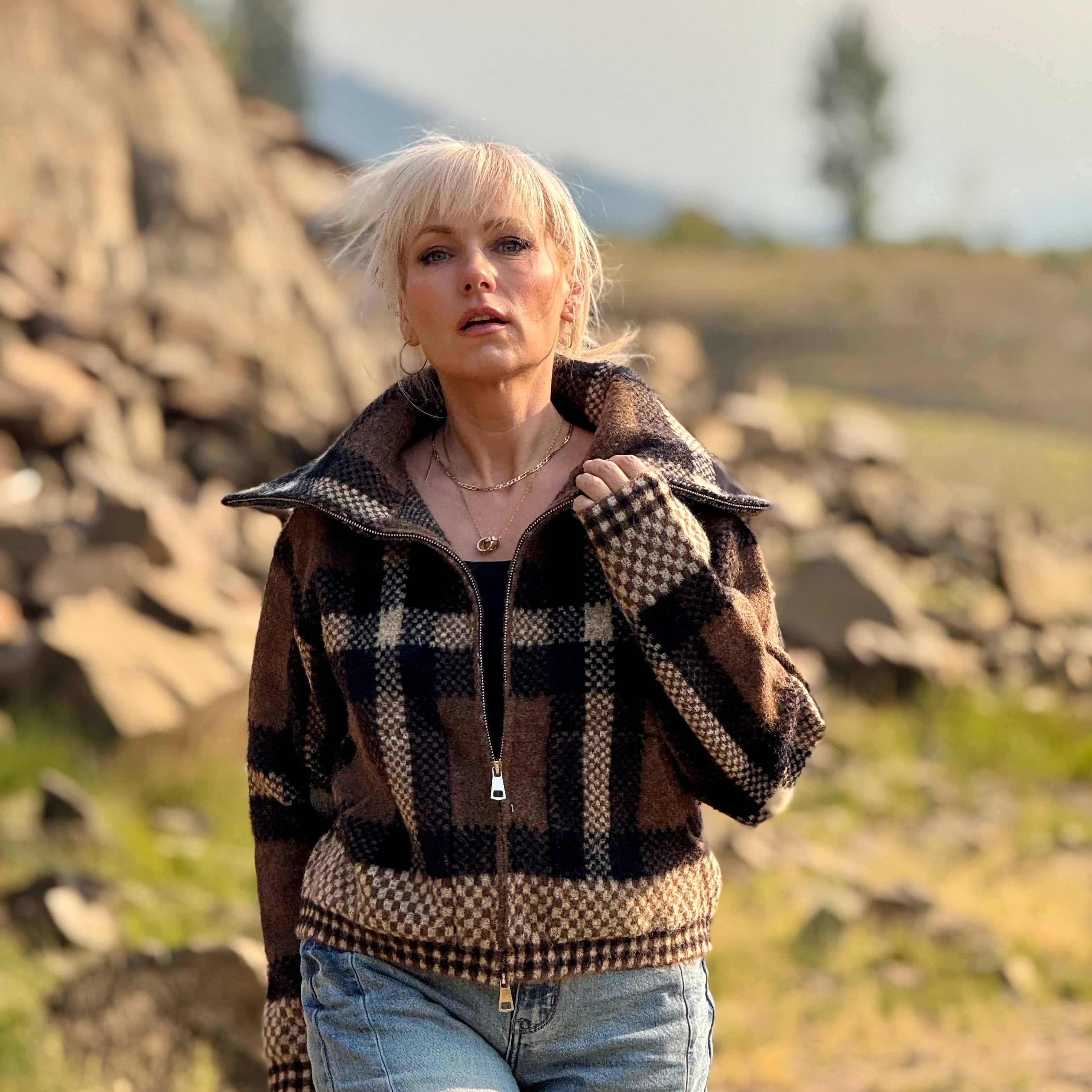 Cascade Plaid Sweater Jacket