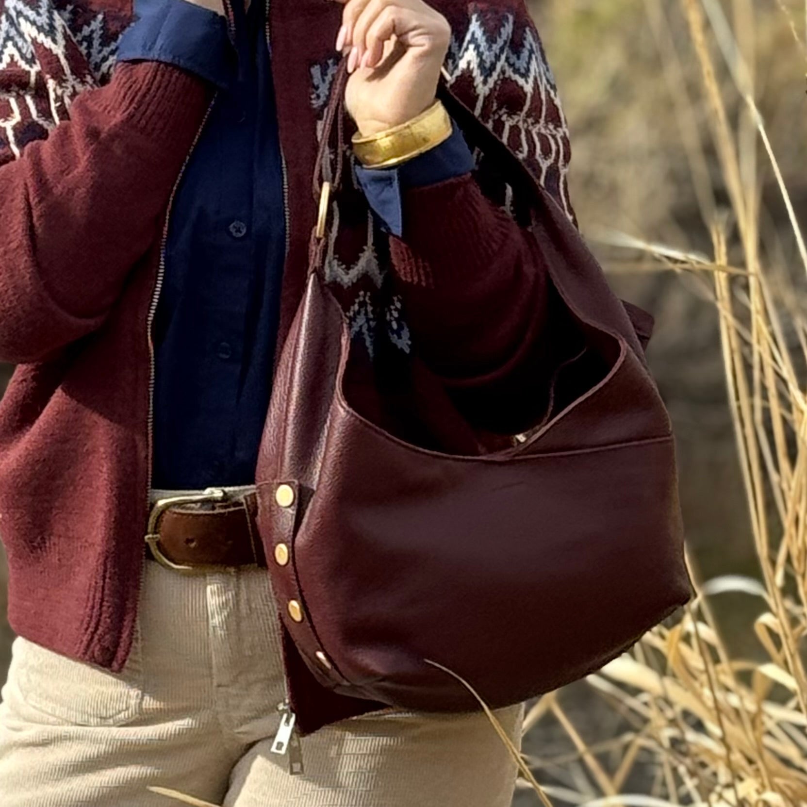 Hammitt Tom Medium Cherrywood Pebble/Brushed Gold (Copy)