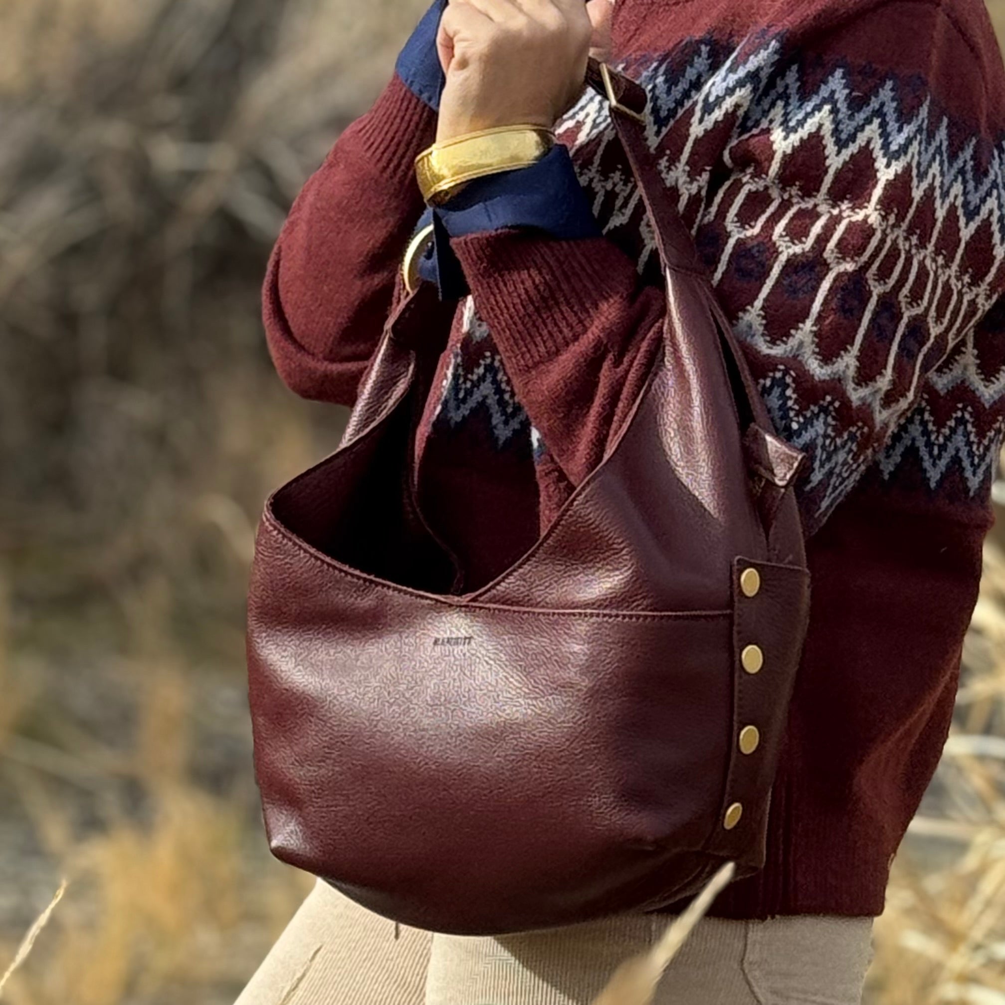 Hammitt Tom Medium Cherrywood Pebble/Brushed Gold (Copy)