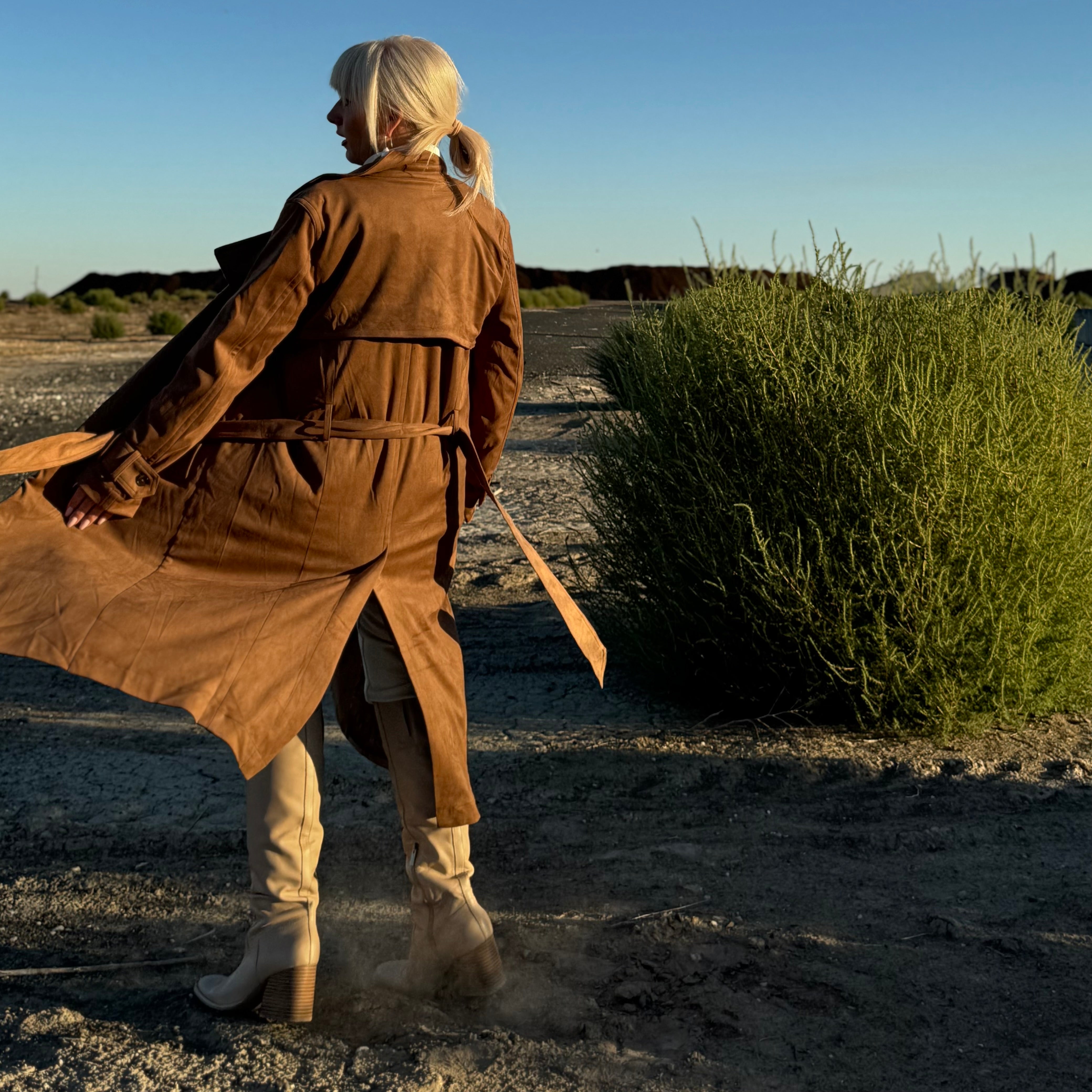 Classic Faux Suede Trench