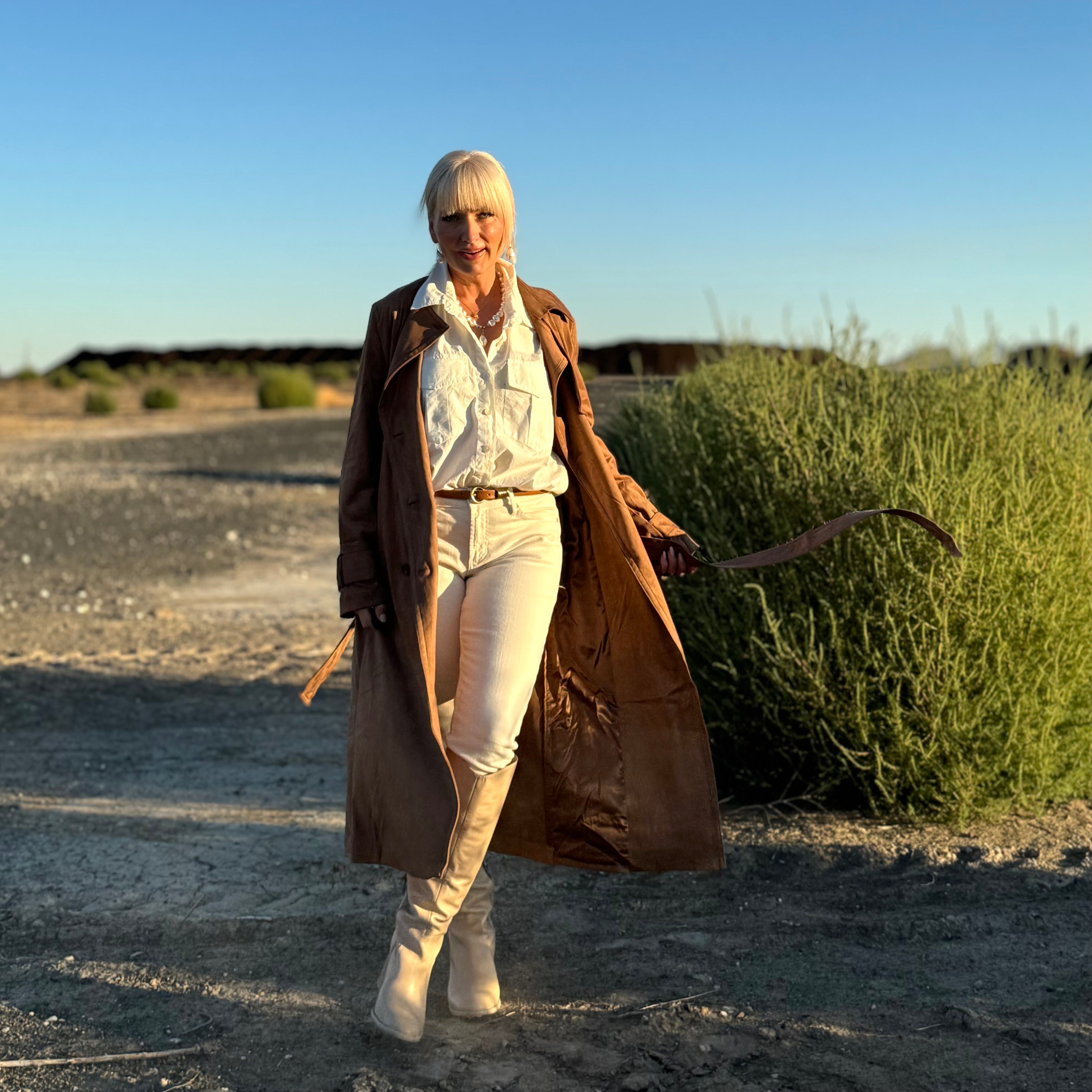 Classic Faux Suede Trench