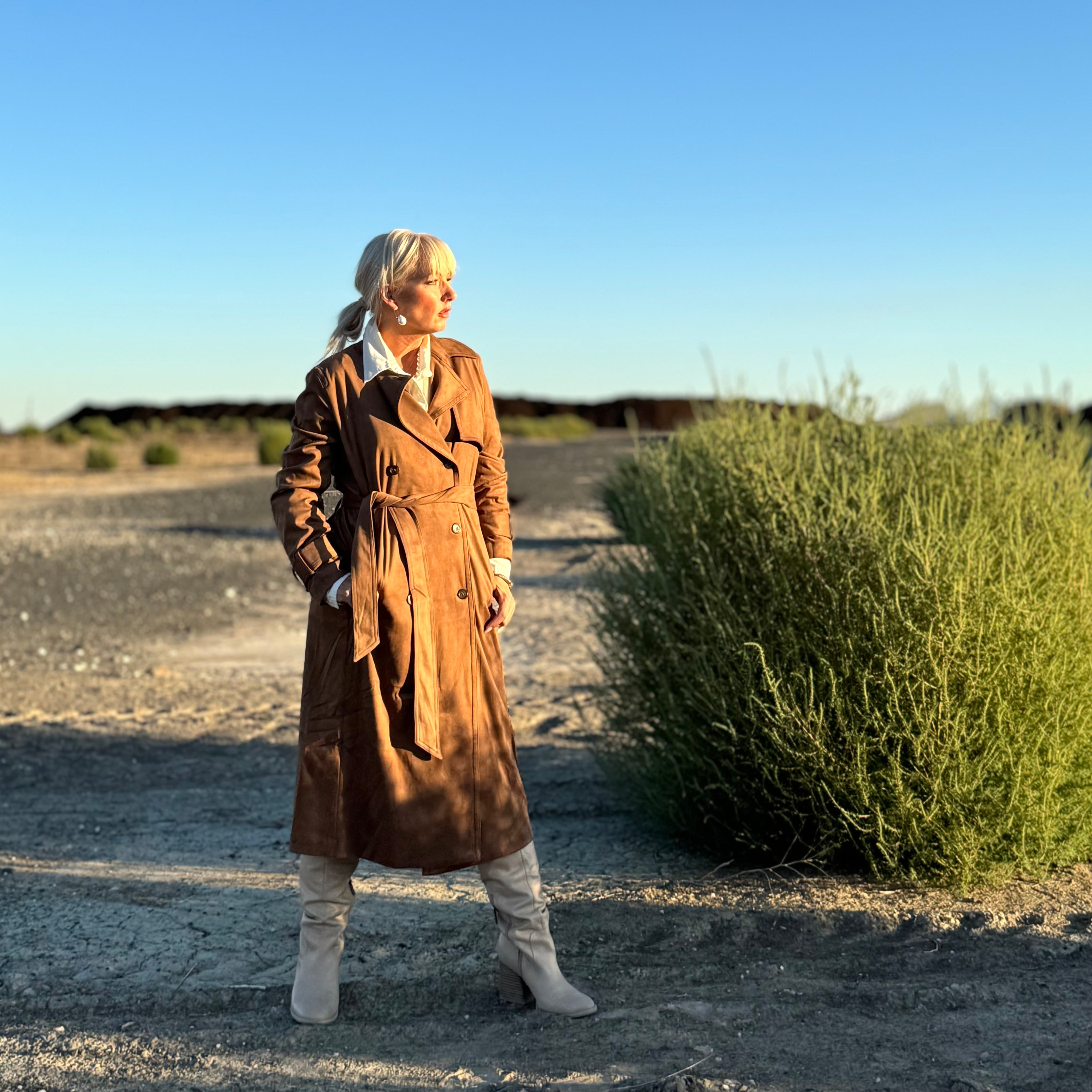 Classic Faux Suede Trench