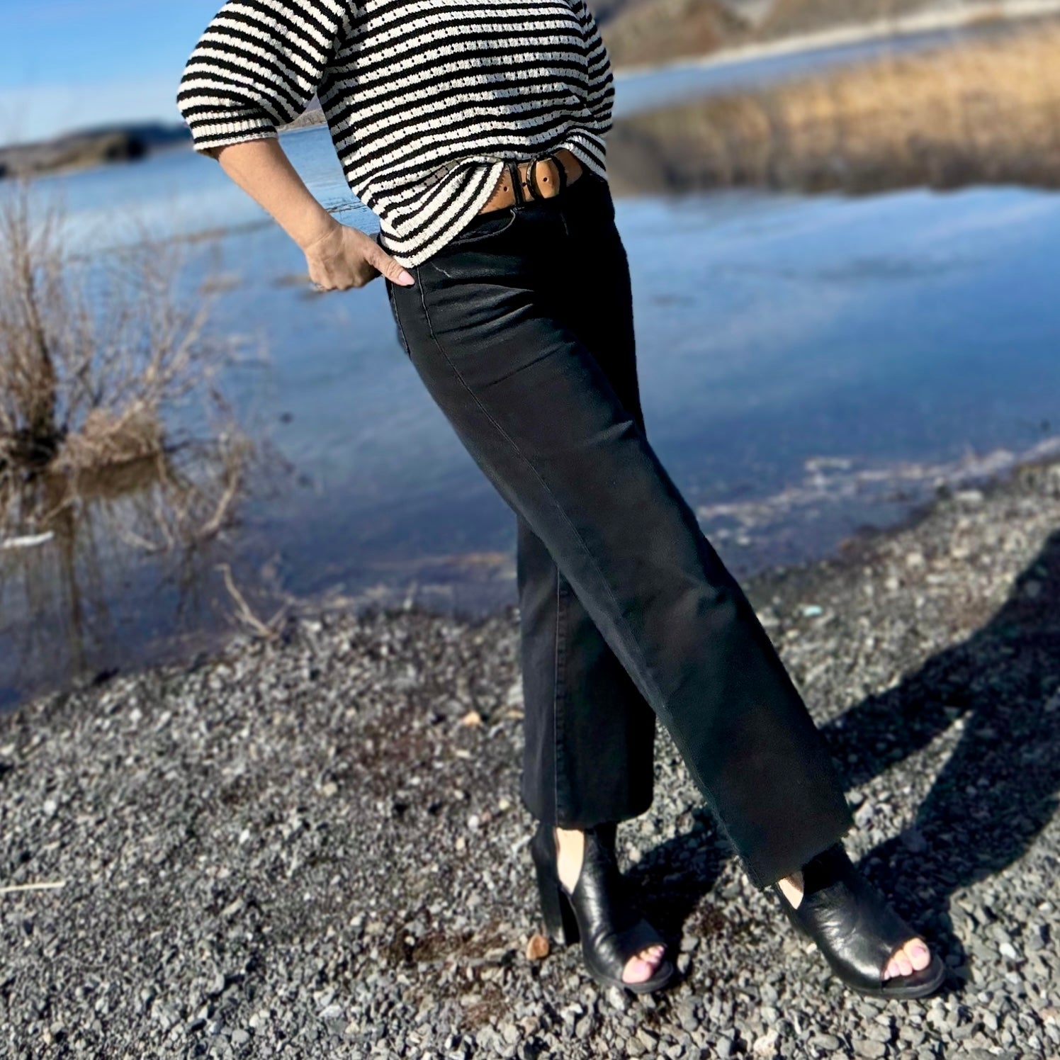 Just Black Wide Leg Cropped Jeans