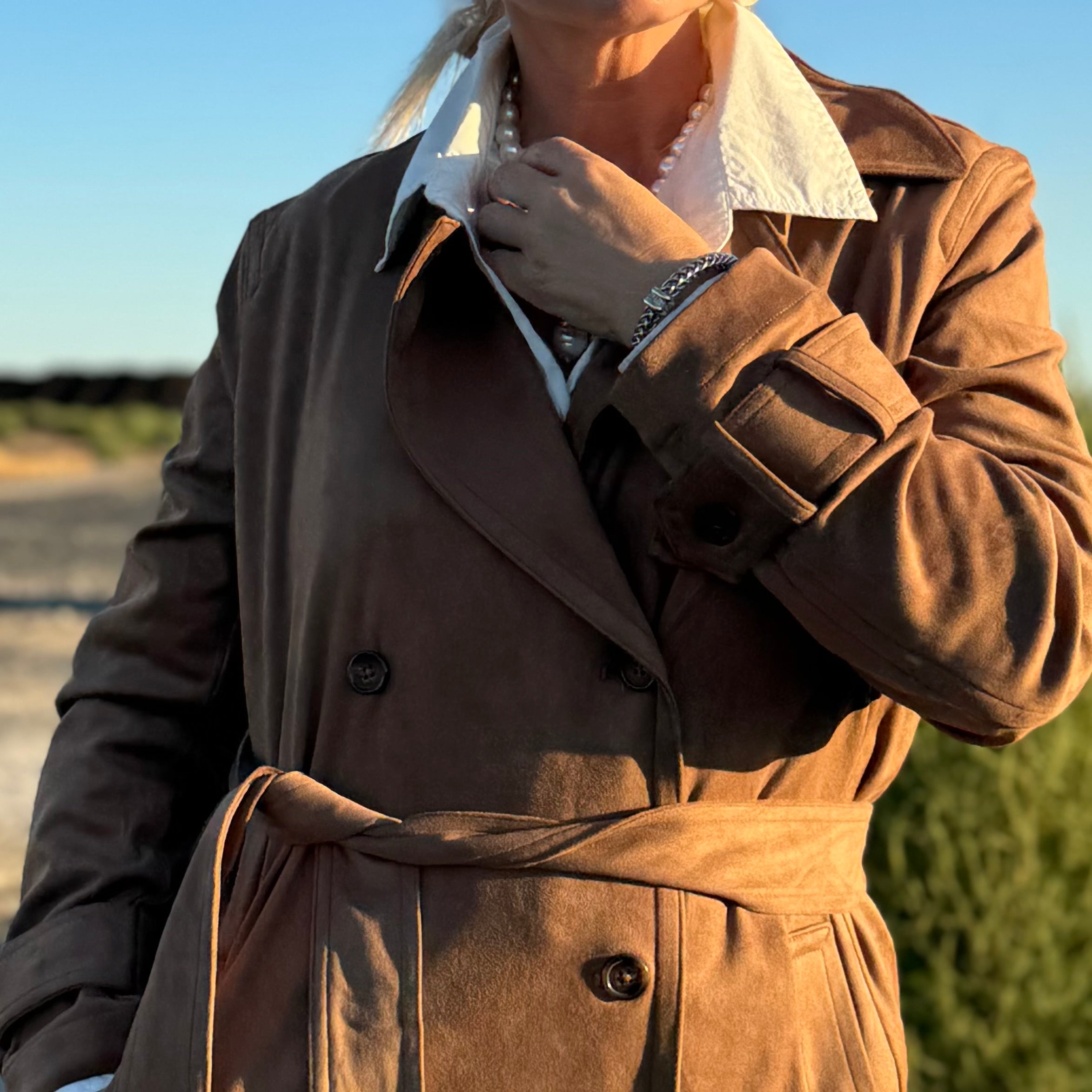 Classic Faux Suede Trench