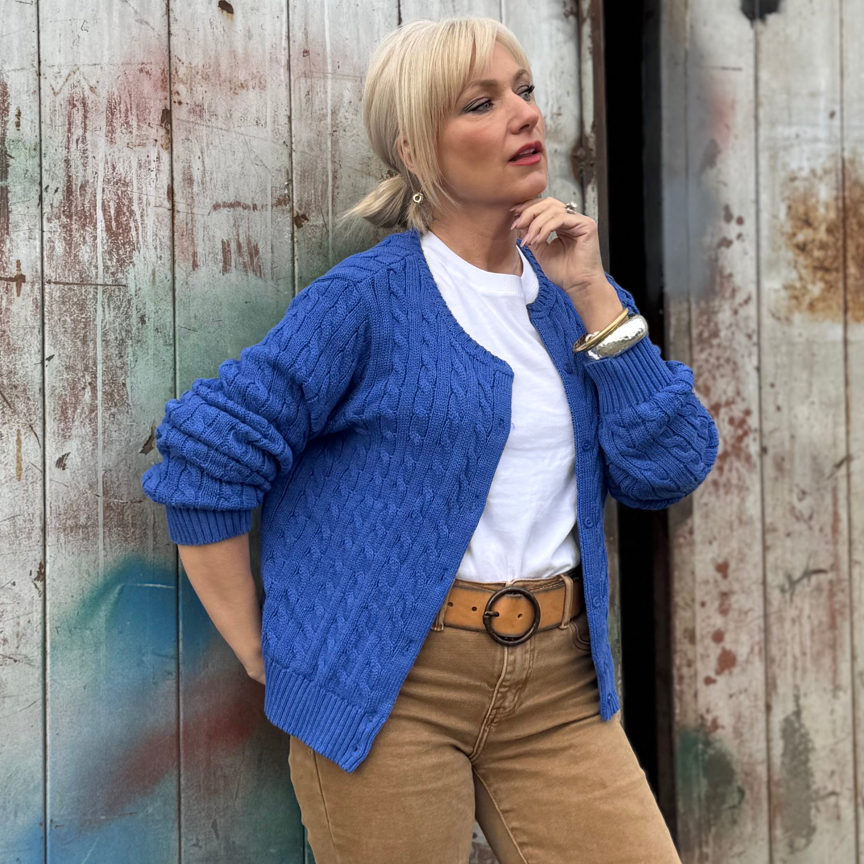 Blue Harbor Cotton Cable Cardigan