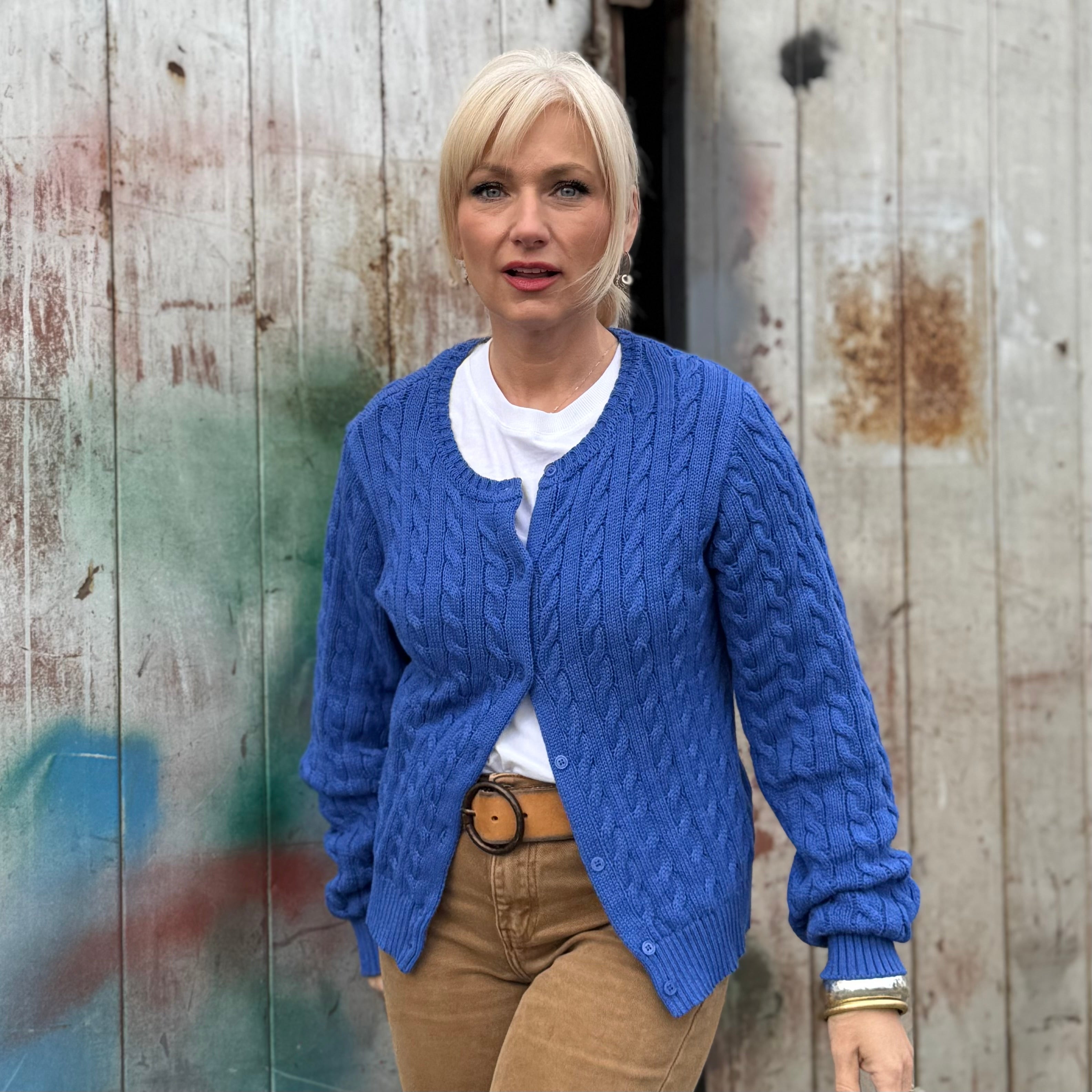 Blue Harbor Cotton Cable Cardigan