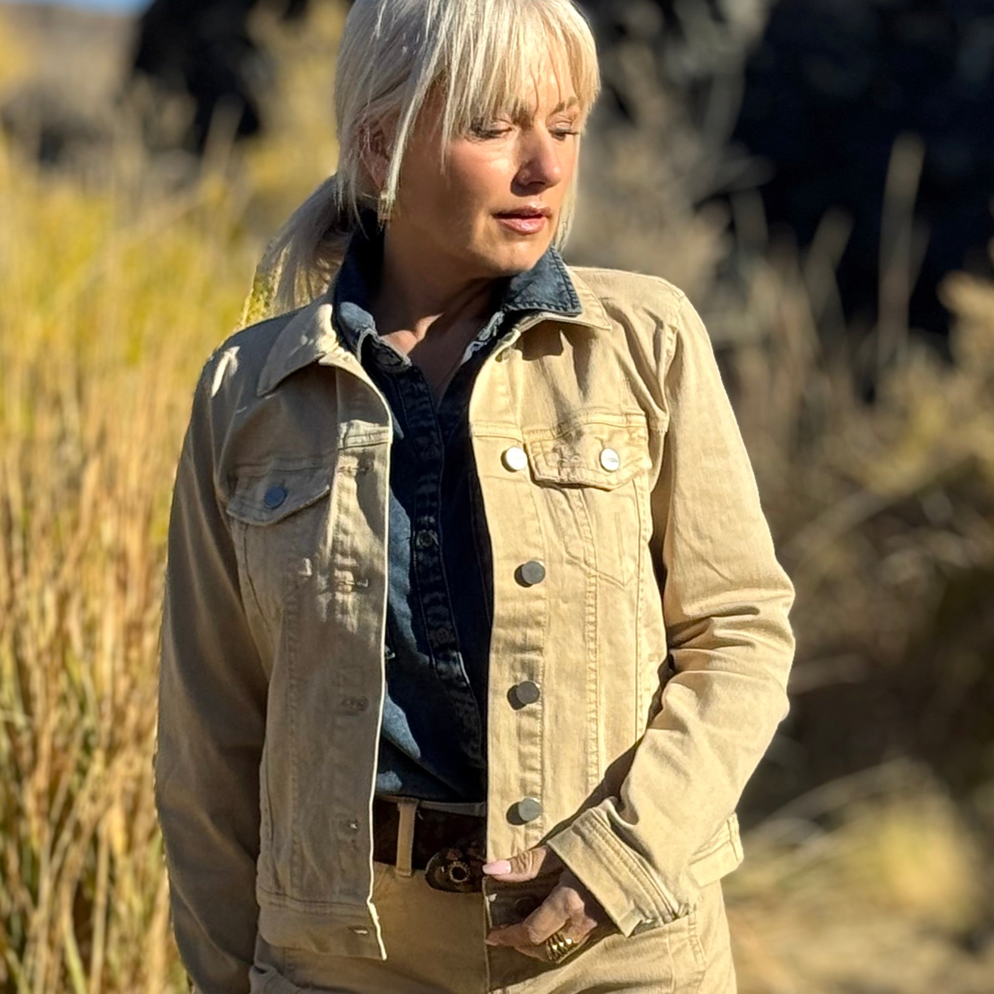 Sandstone Stretch Denim Jacket