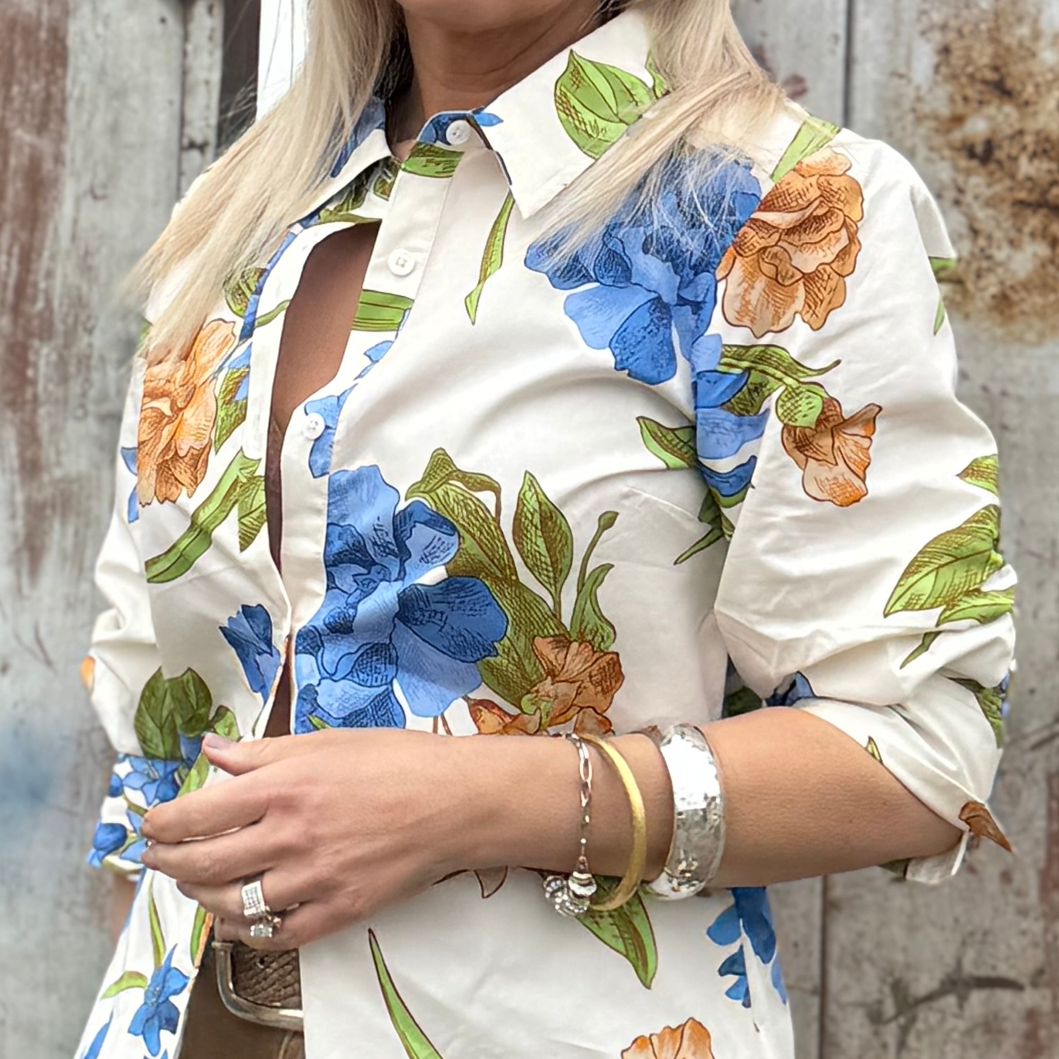 Blue Garden Button-Up
