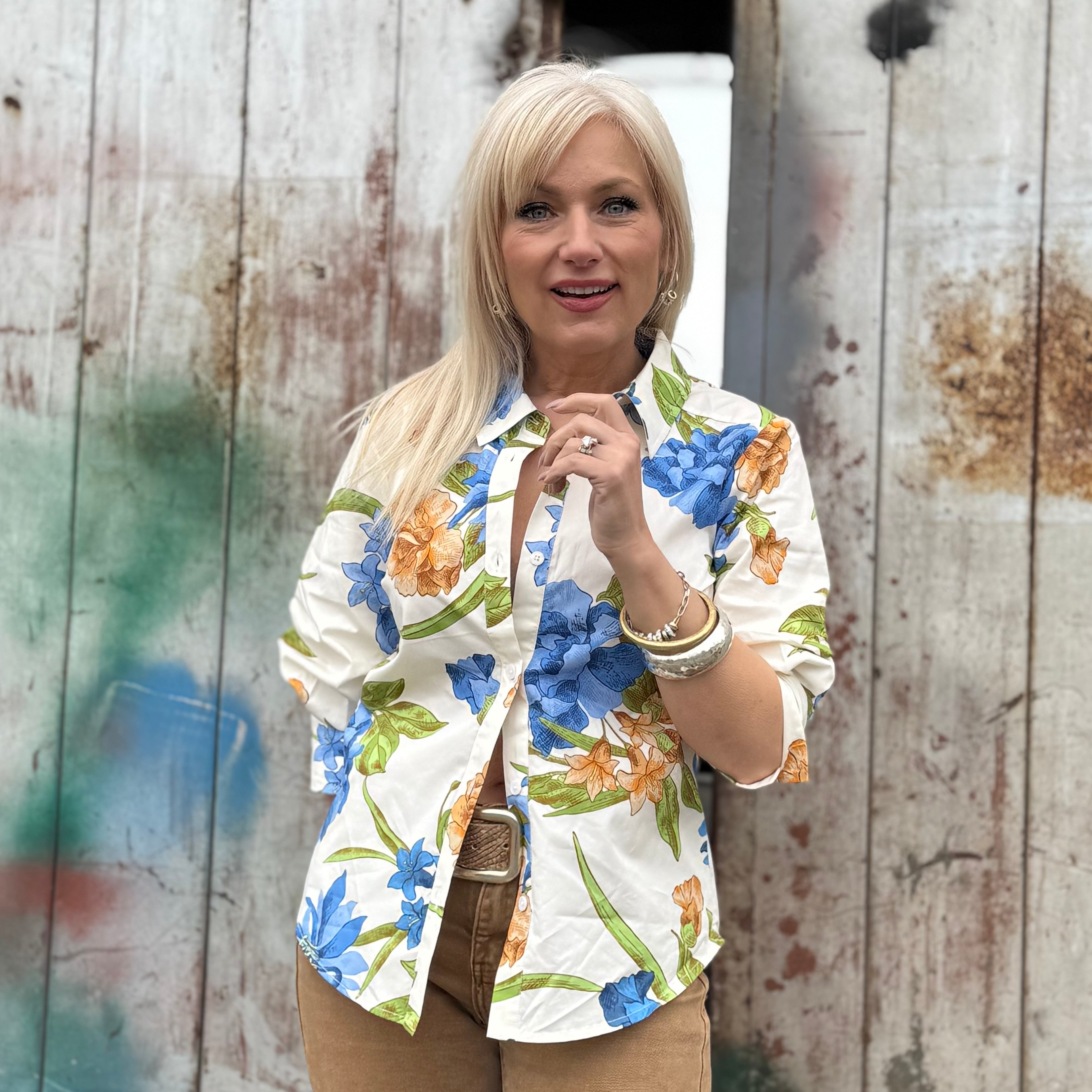 Blue Garden Button-Up