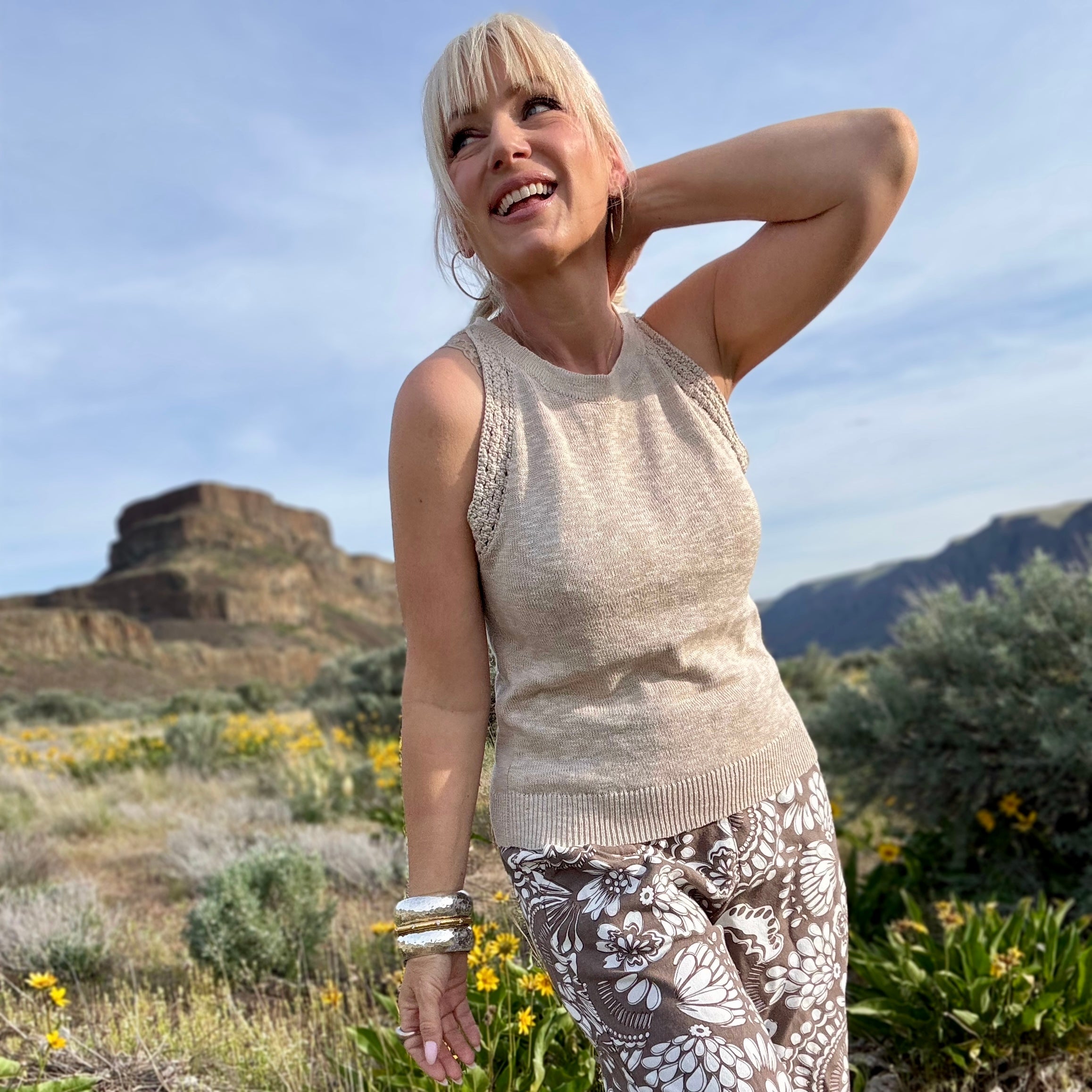 Turtledove Crochet Trim Tank
