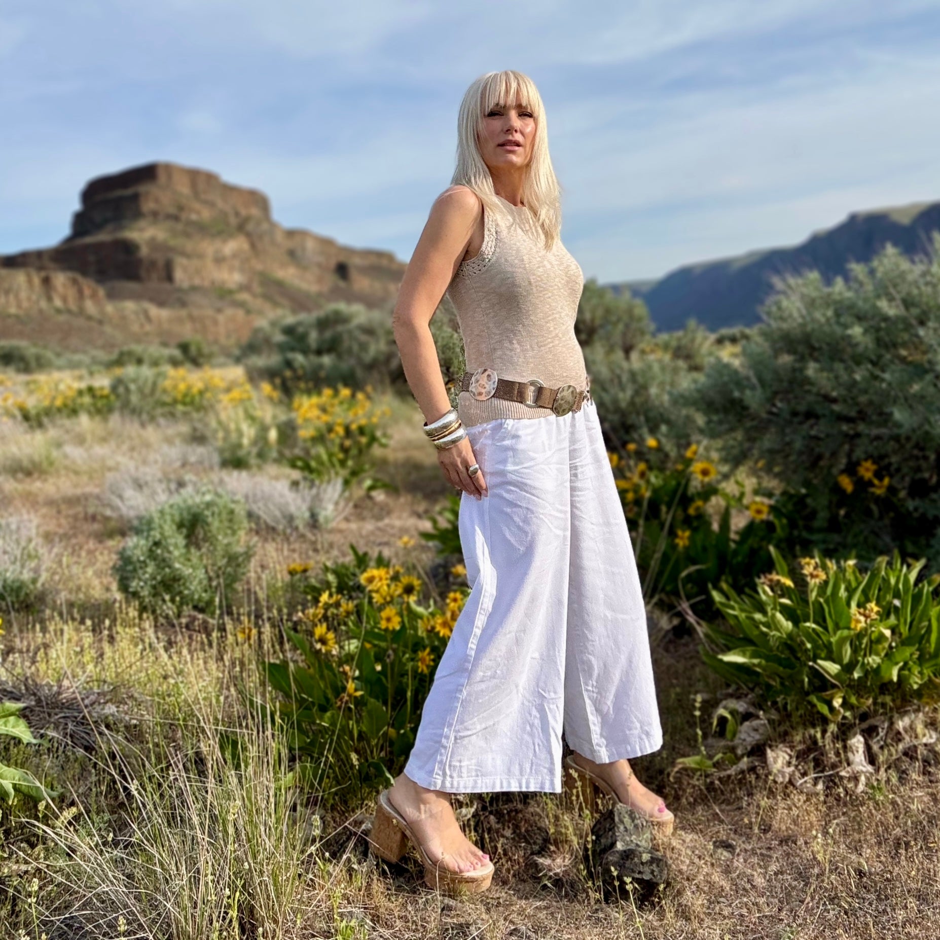 Somerset Pull-On Linen Pant White