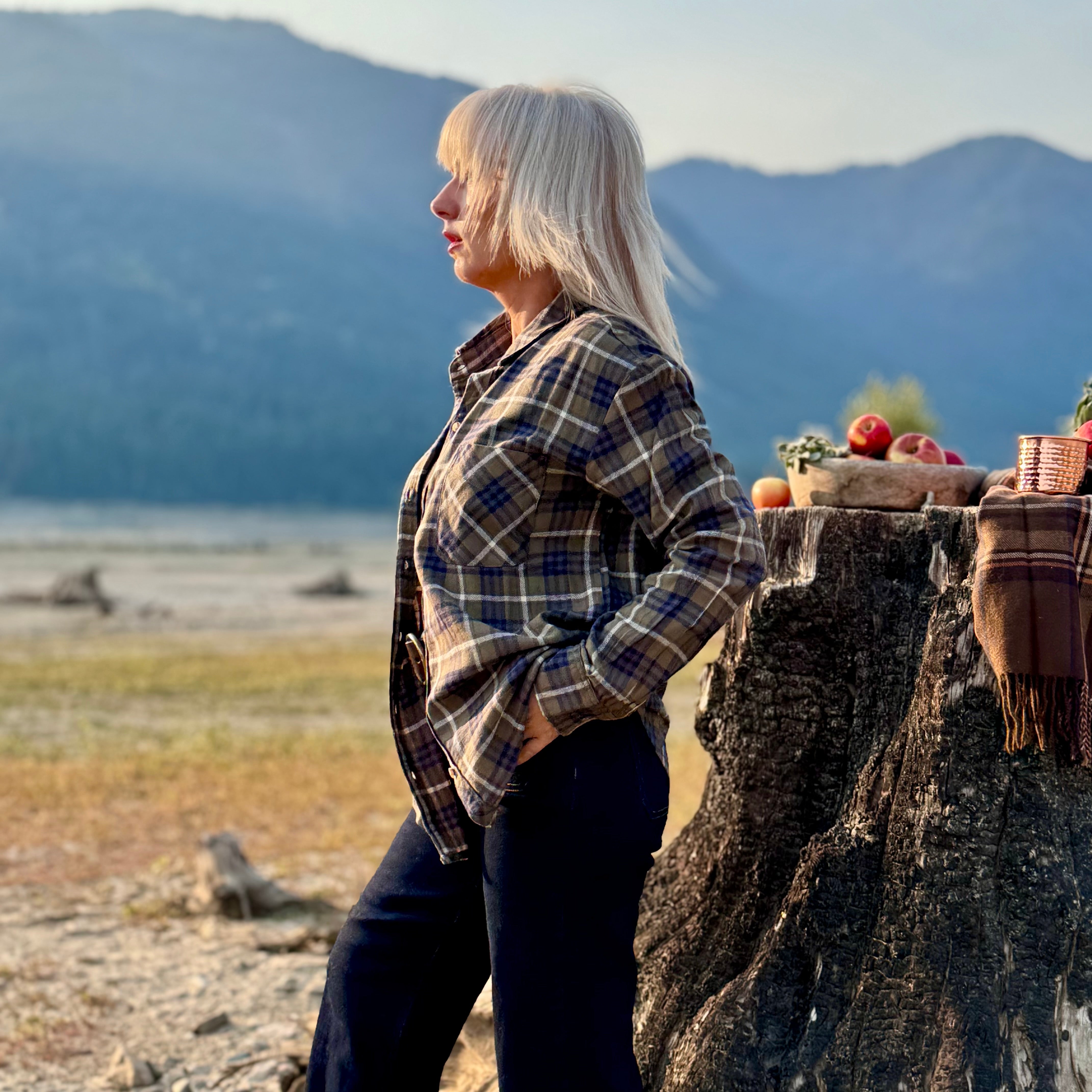 The Orchard Plaid Shirt Navy