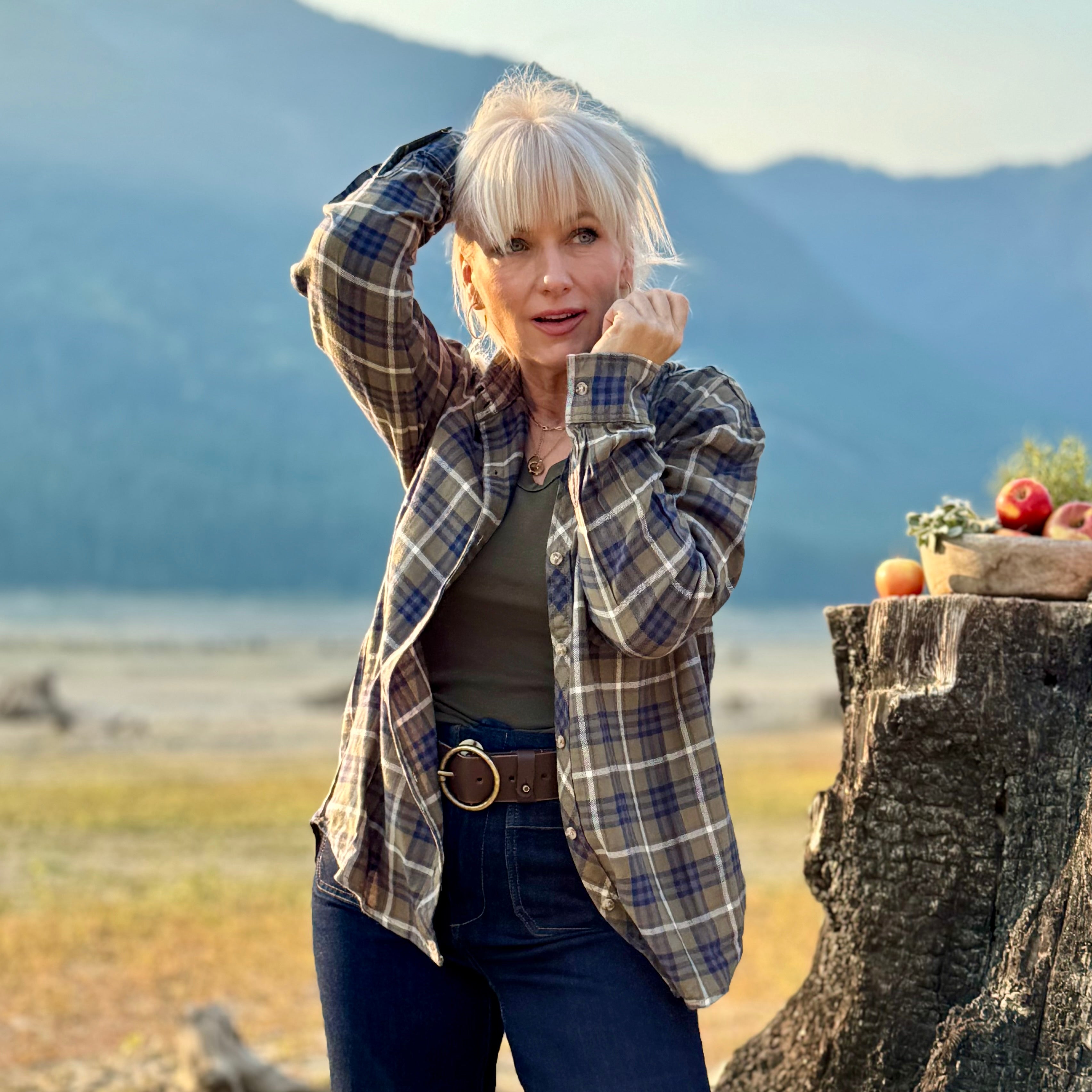 The Orchard Plaid Shirt Navy