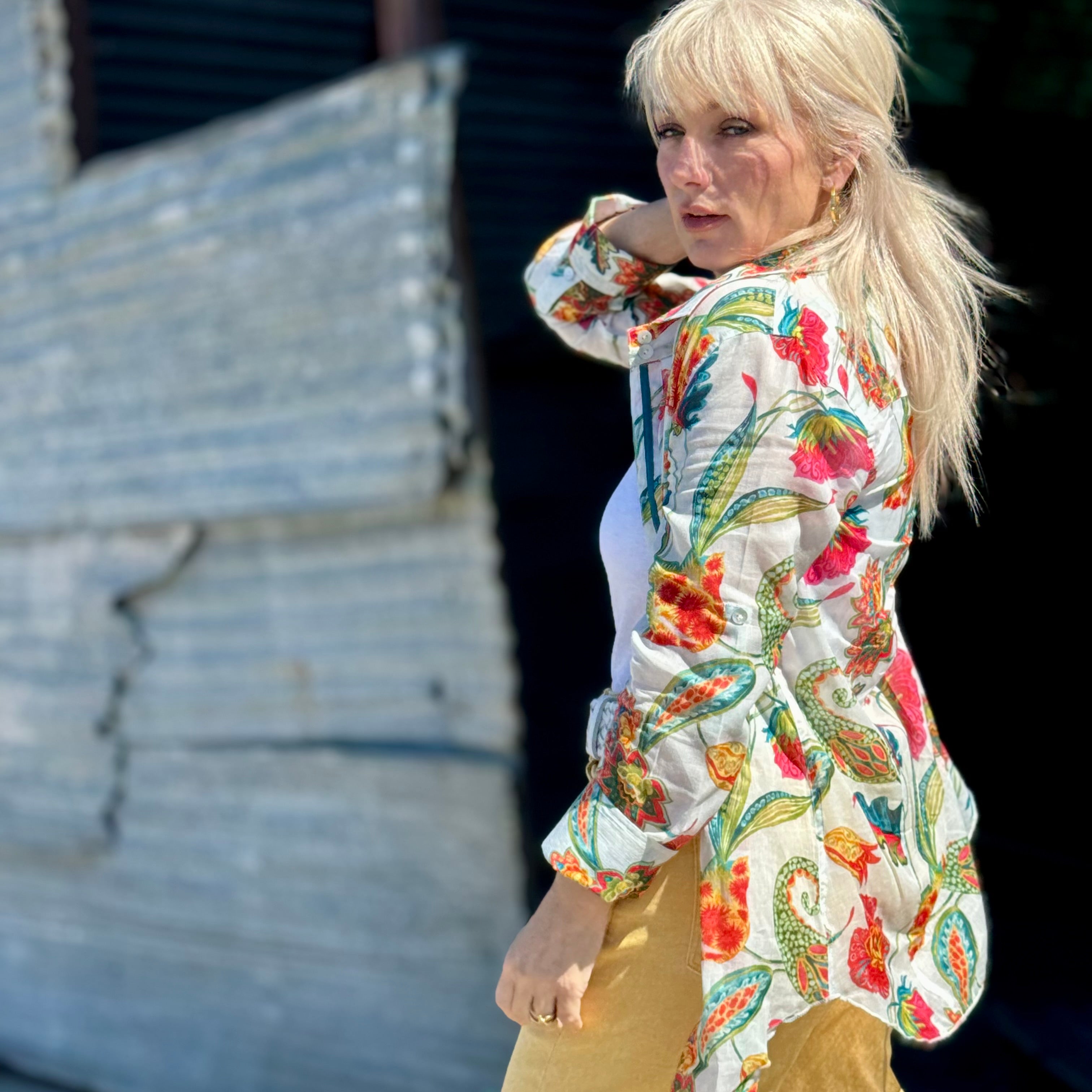 Sunlit Garden Cotton Button-Up
