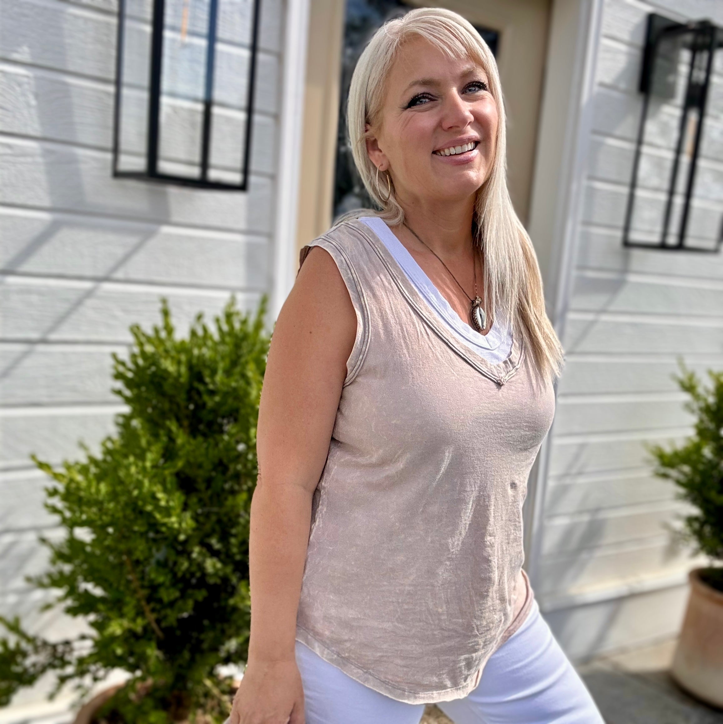 Hot Shot Cotton Tank (Taupe)