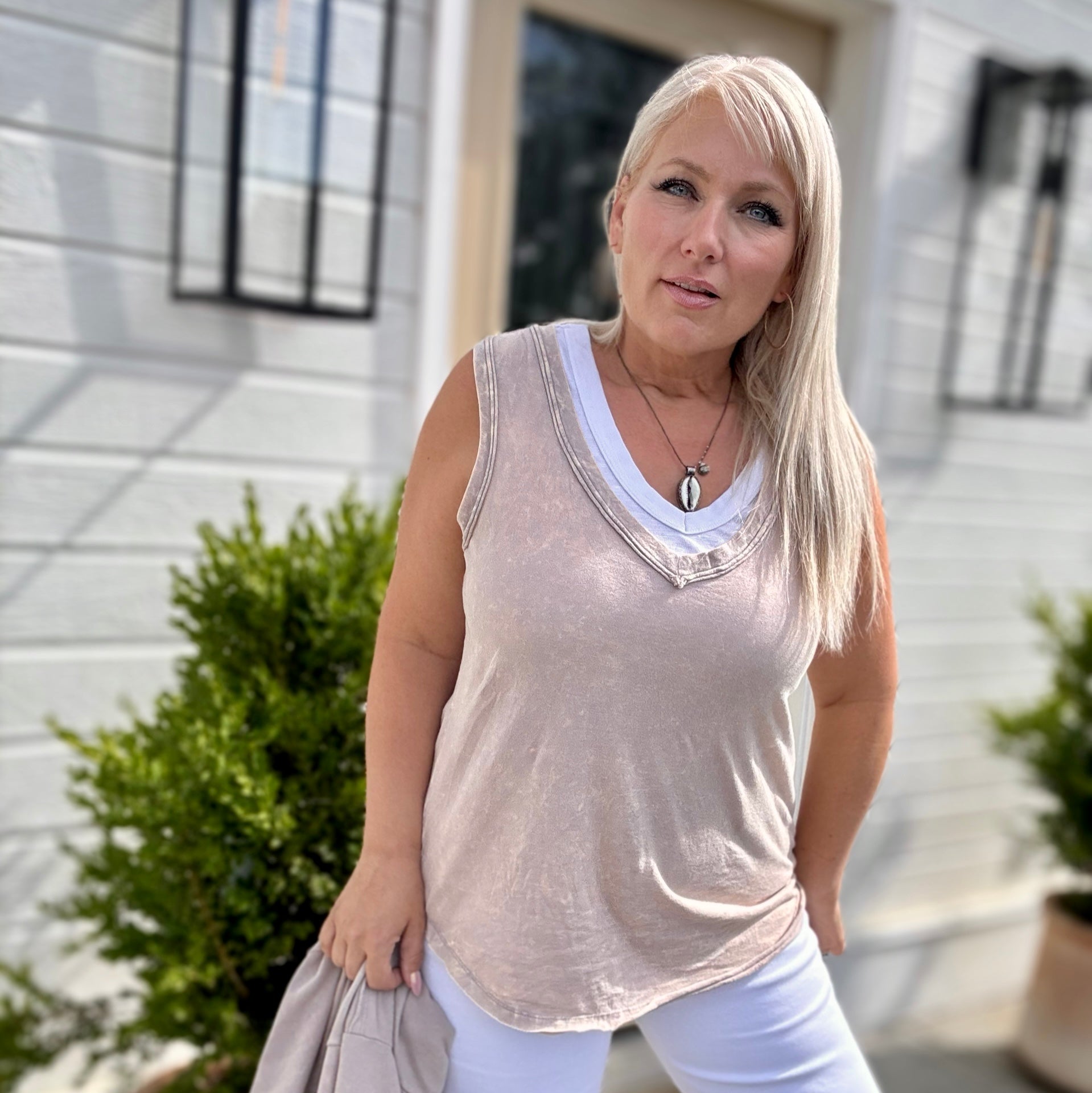 Hot Shot Cotton Tank (Taupe)
