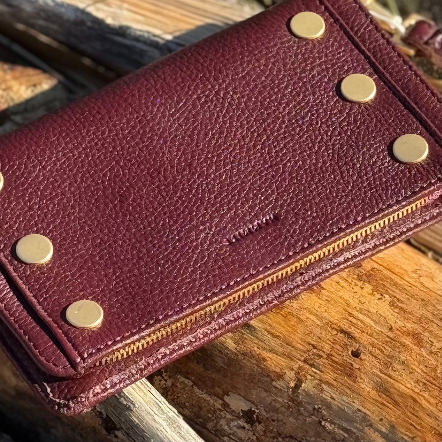 Hammitt BRYANT WALLET Cherrywood Pebble/Brushed Gold
