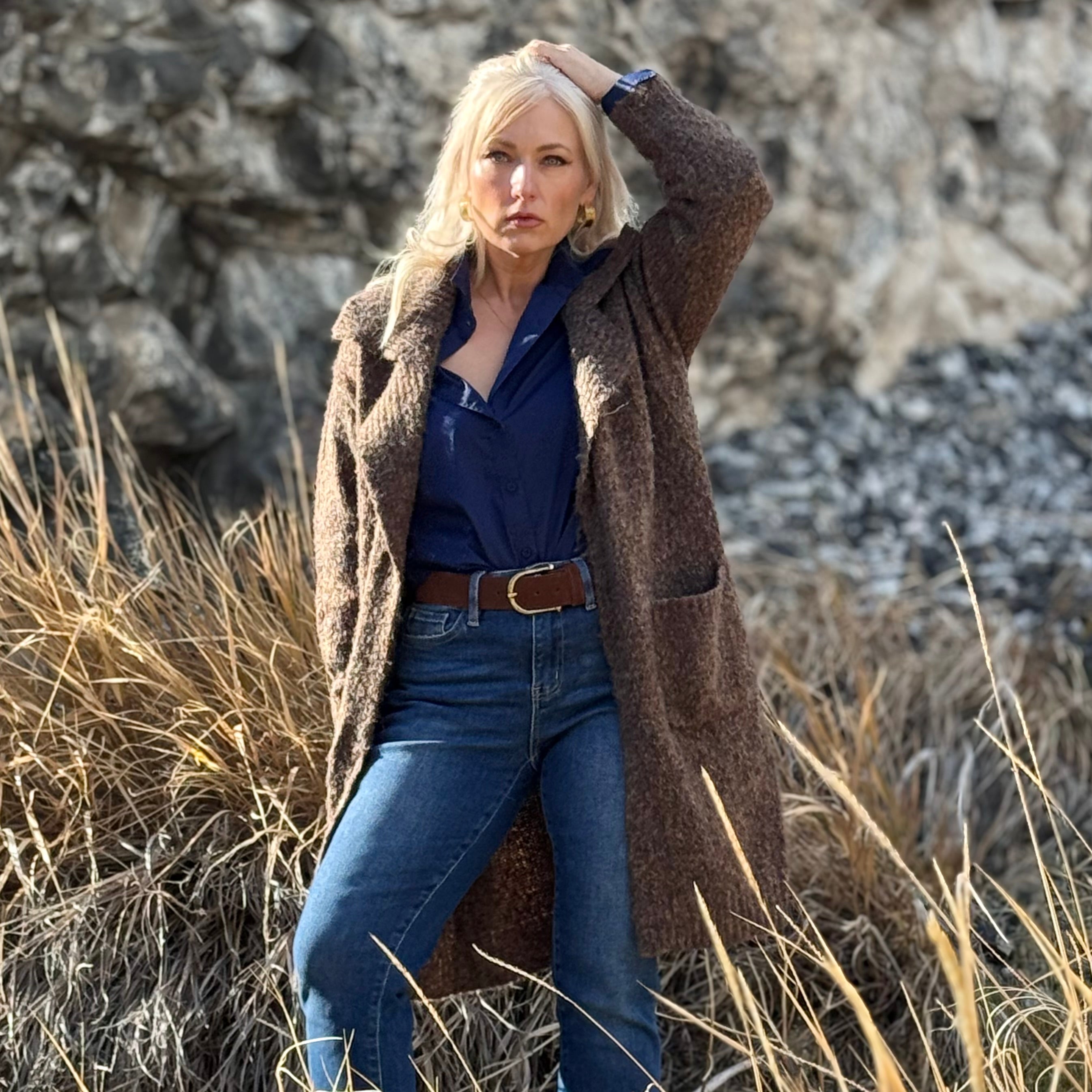 CABIN COZY KNIT COATIGAN Brown