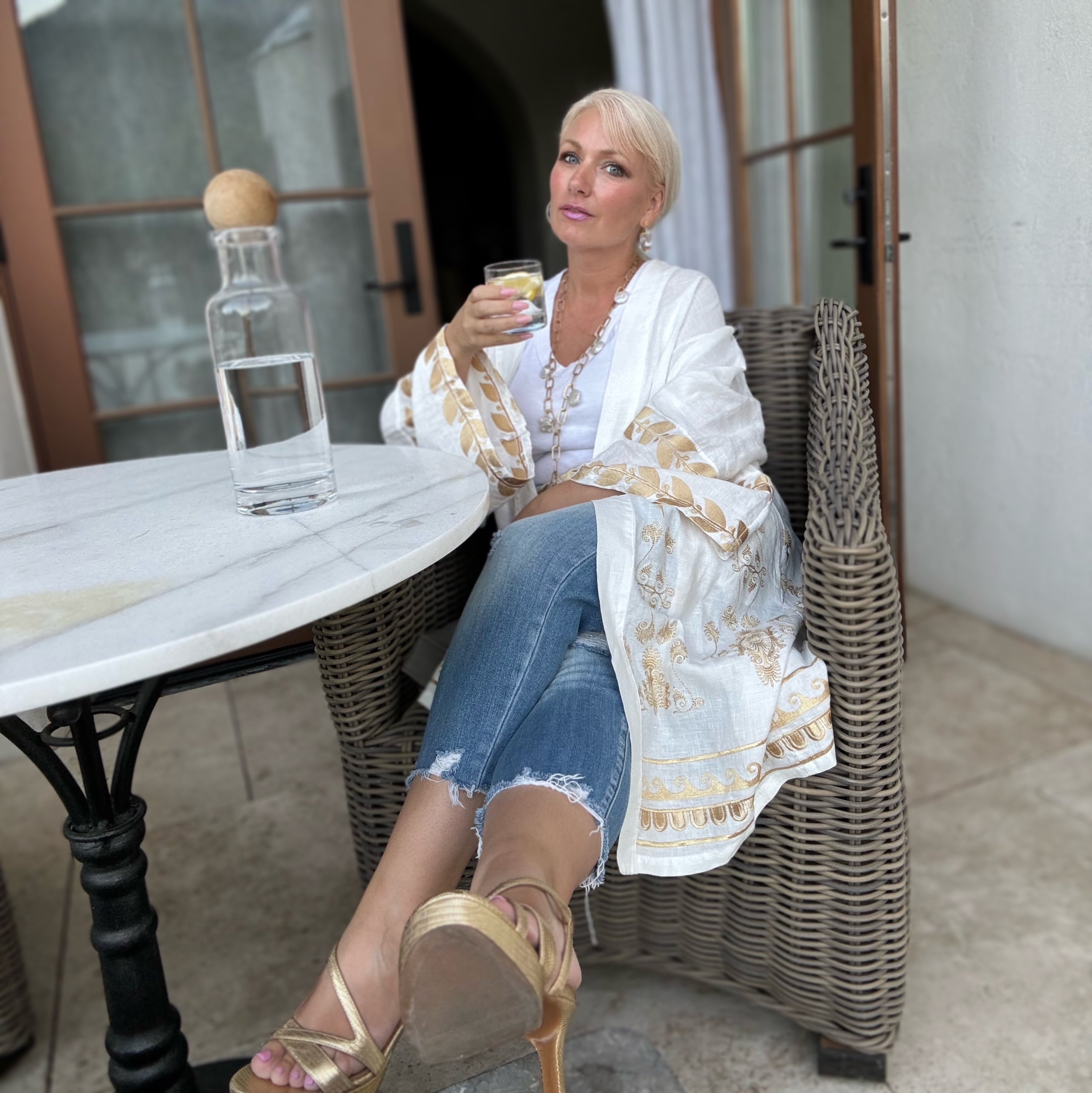 La Mer Linen Kaftan Robe