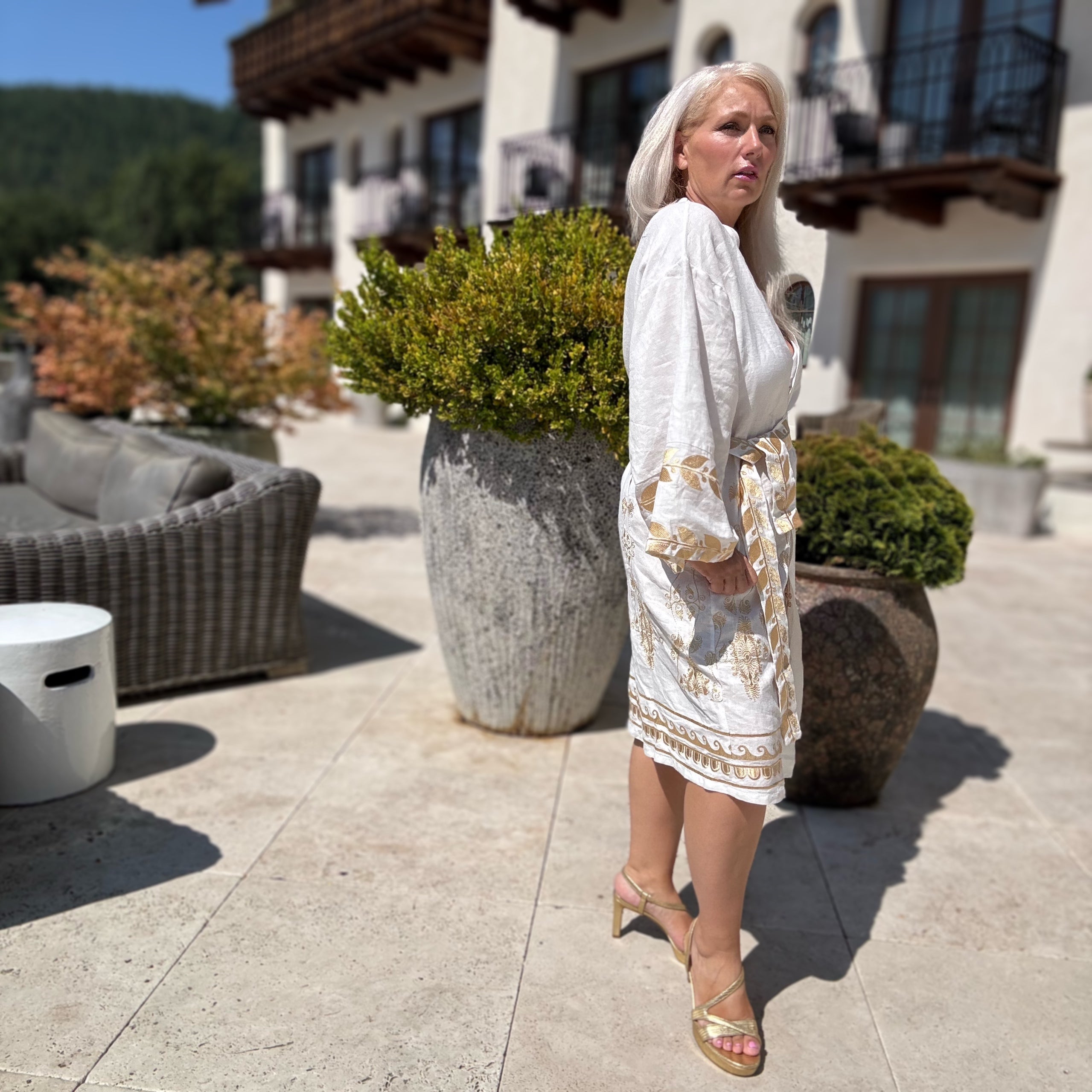 La Mer Linen Kaftan Robe