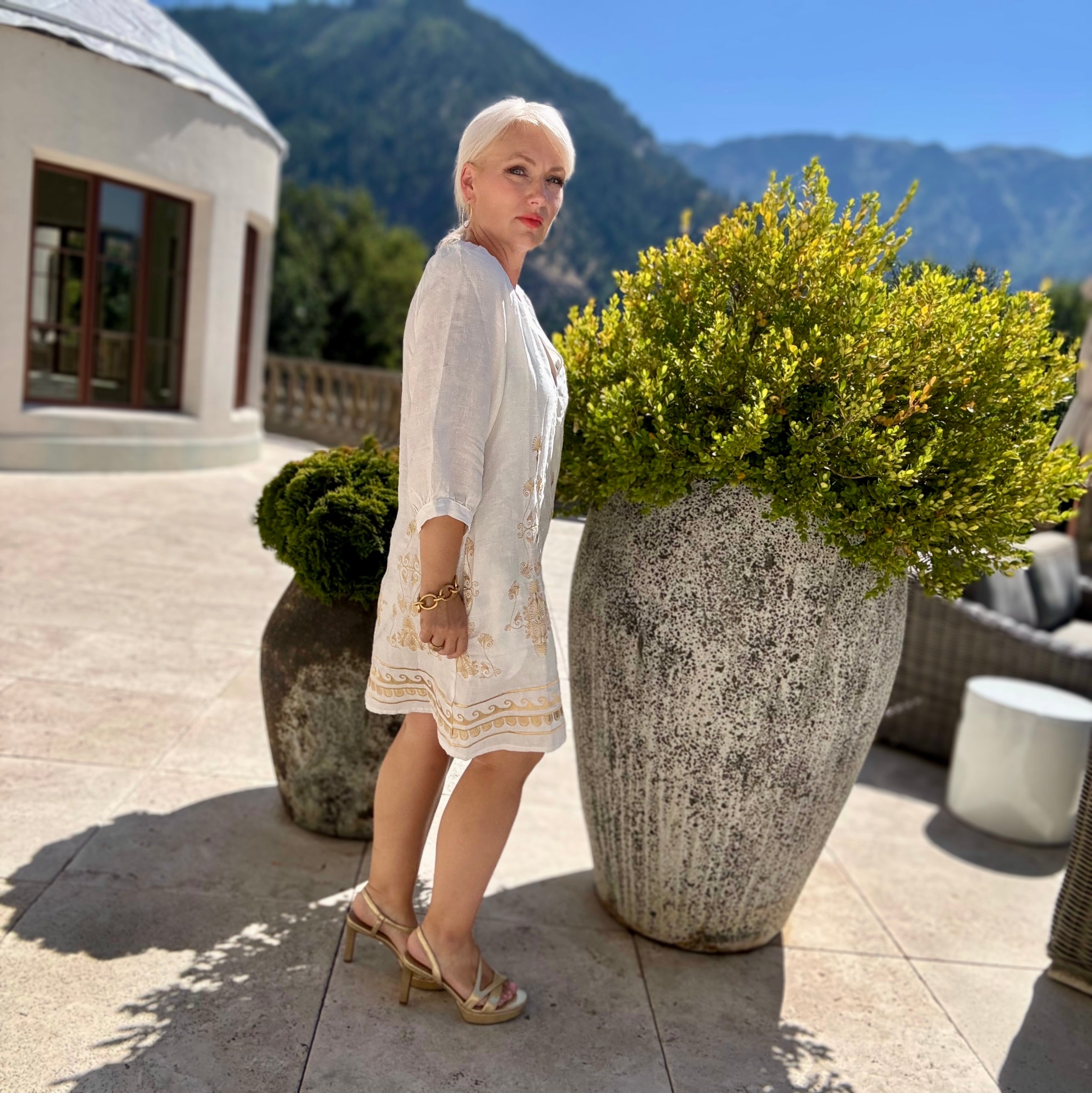Santorini Feather Dress