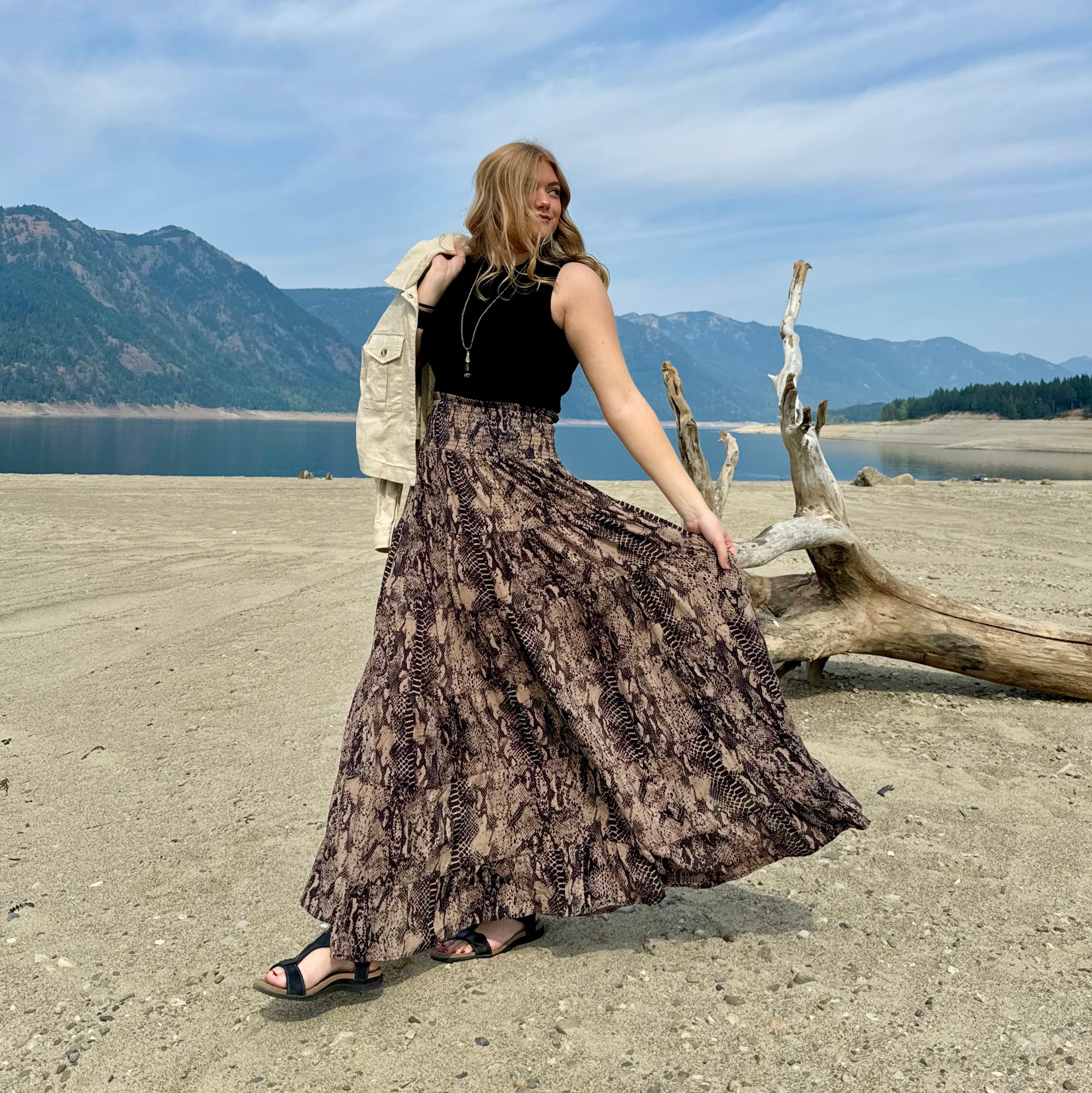 Samantha Smocked Waist Maxi Skirt
