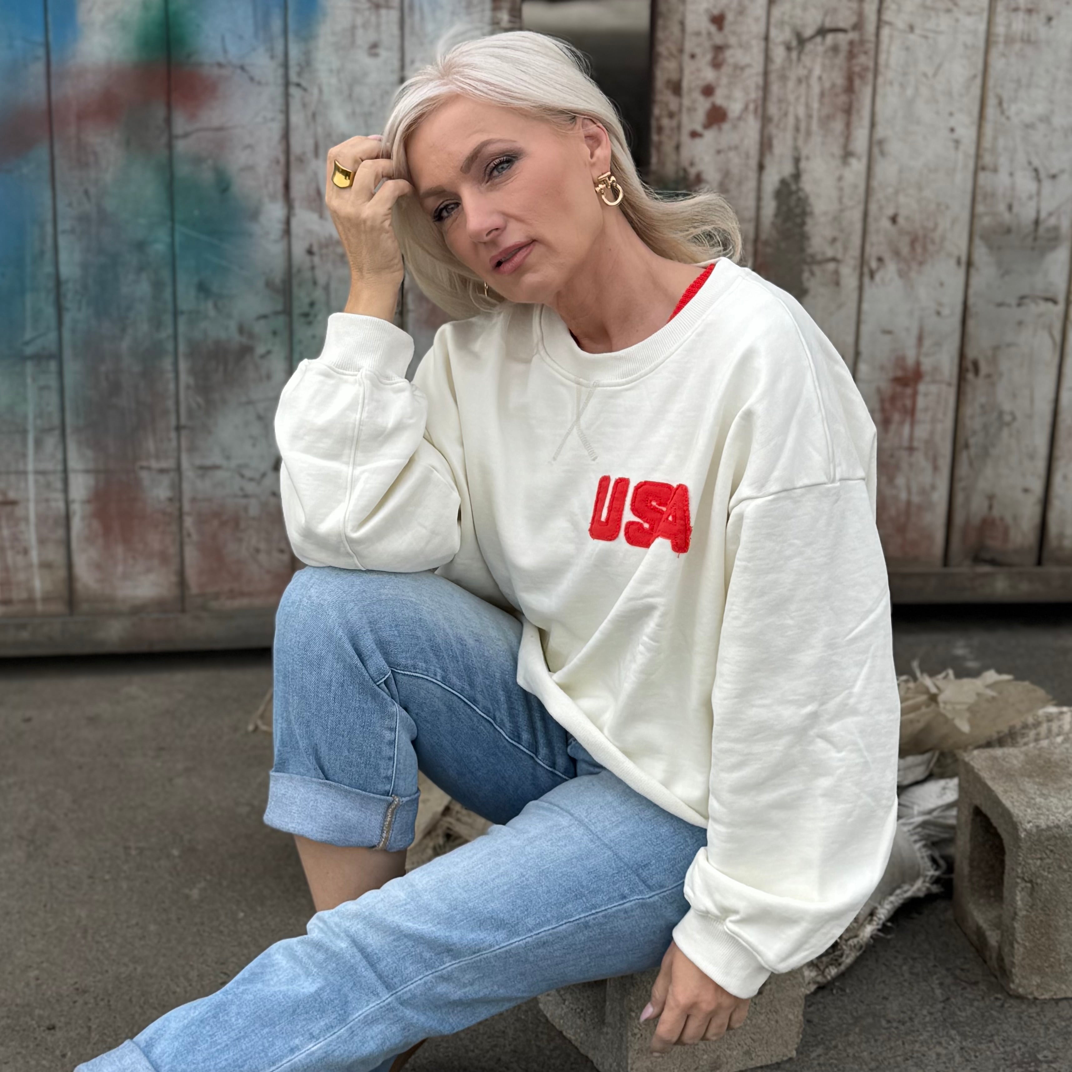 Heritage USA Cropped Sweatshirt Ivory