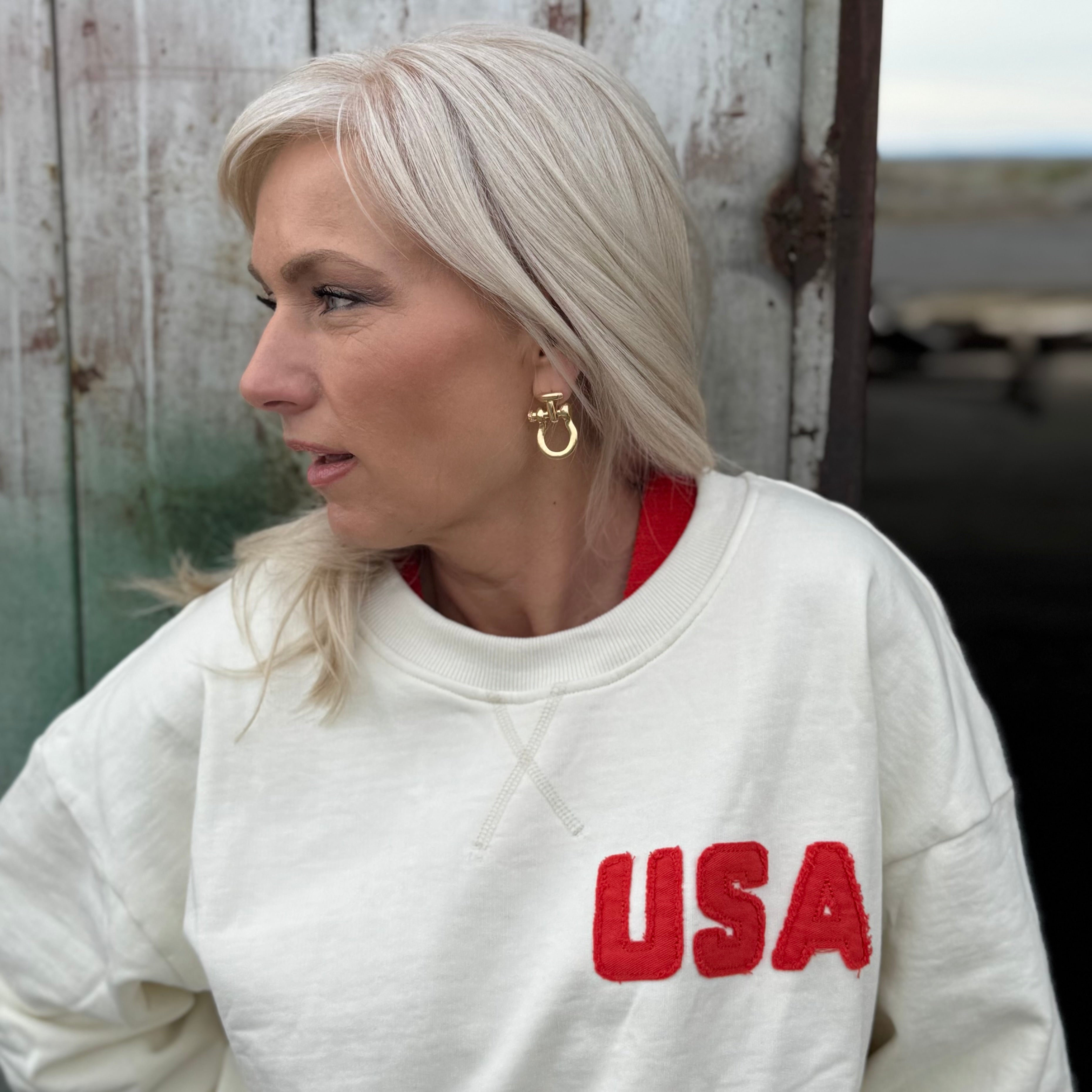Heritage USA Cropped Sweatshirt Ivory