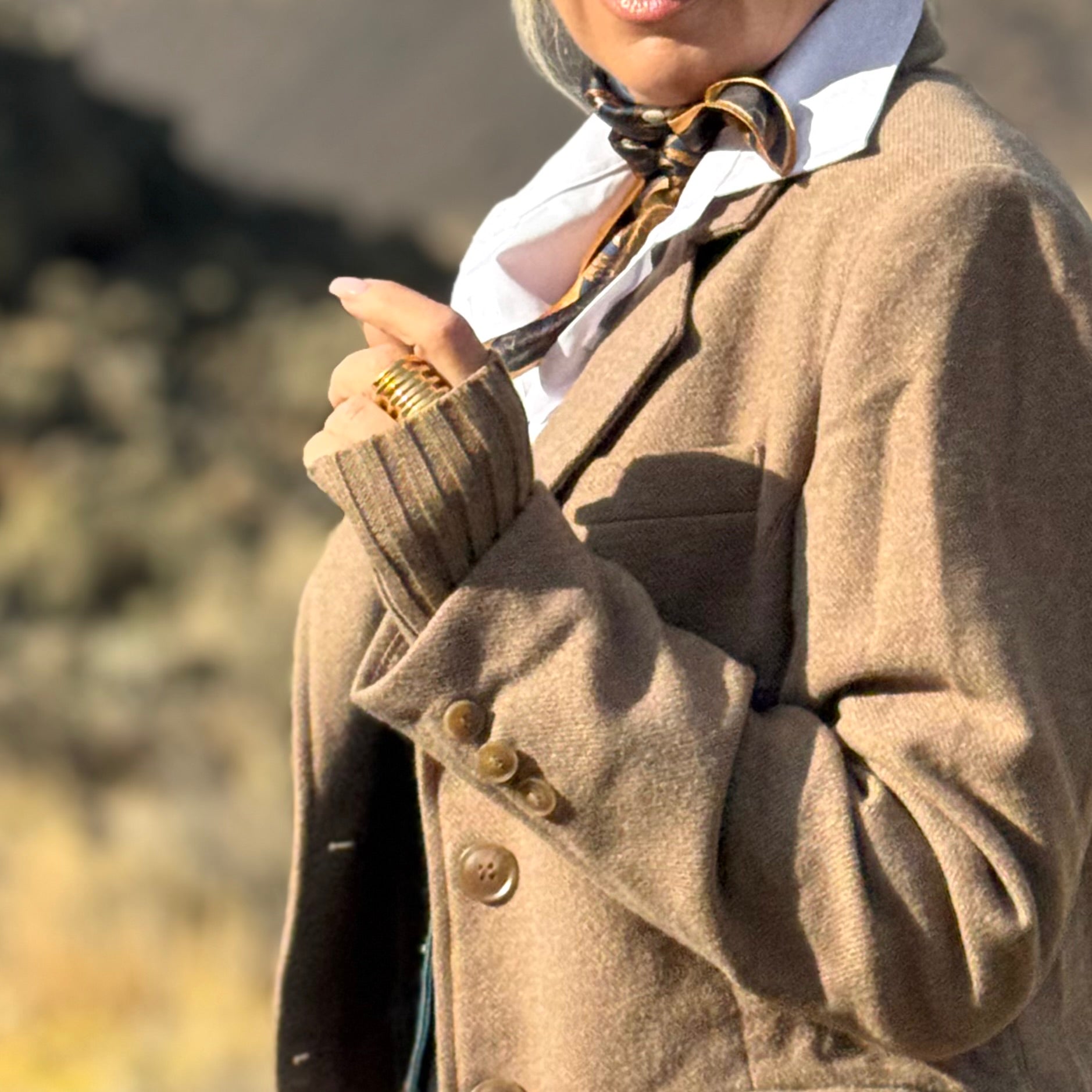 THE MERCER SWEATER-CUFF BLAZER Camel