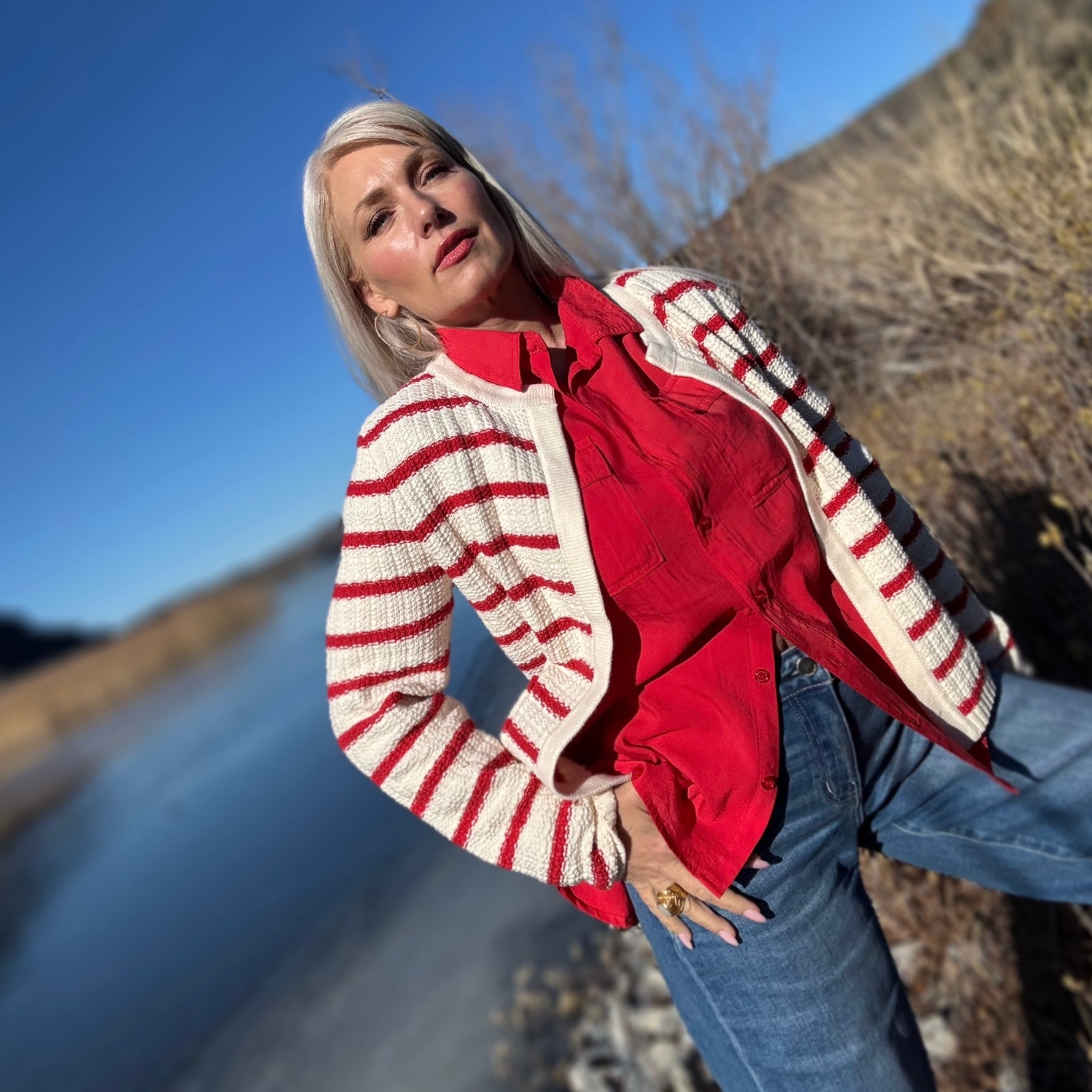 Portland Striped Sweater Cardigan