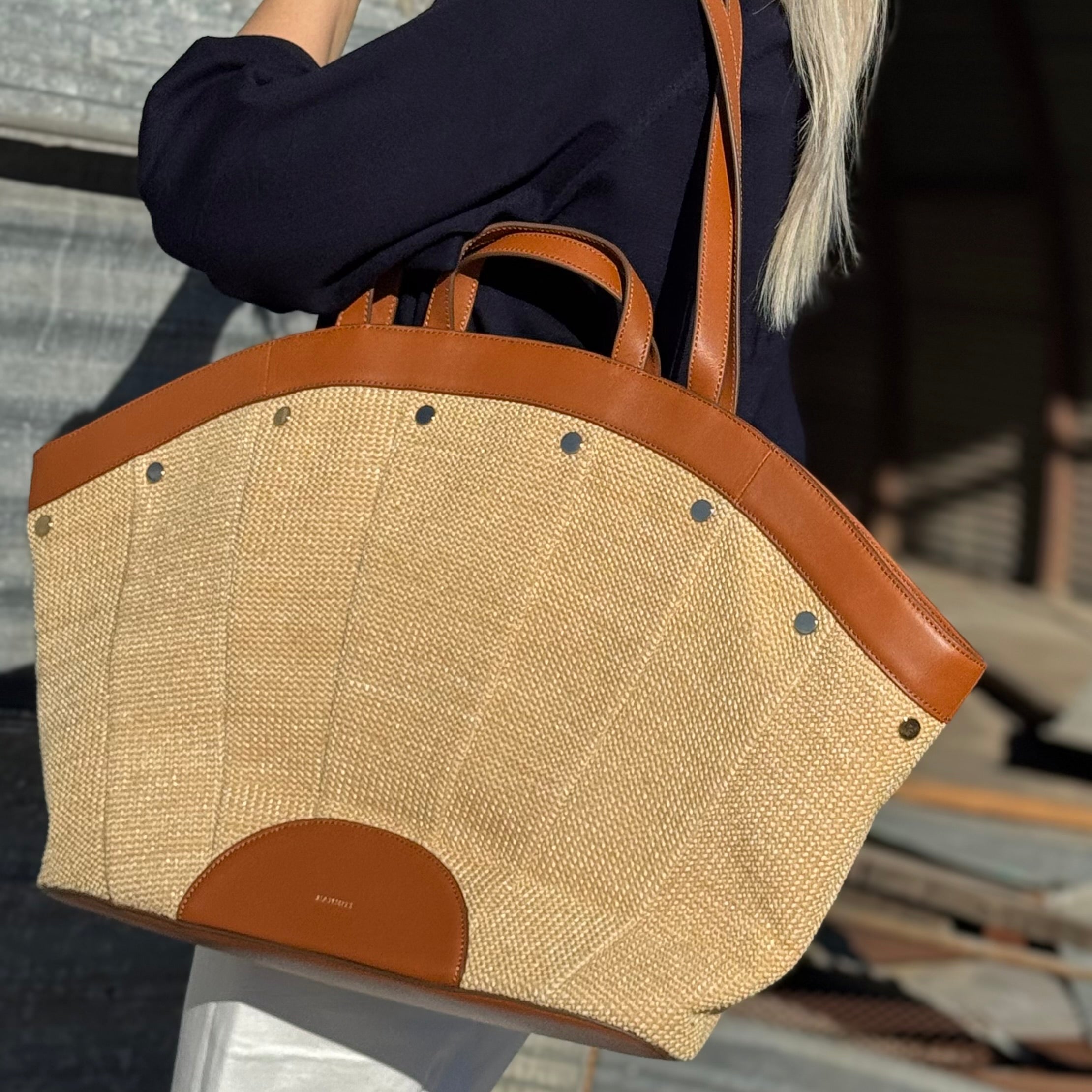 Hammitt Shelley Tote Cocoa Raffia/Gold