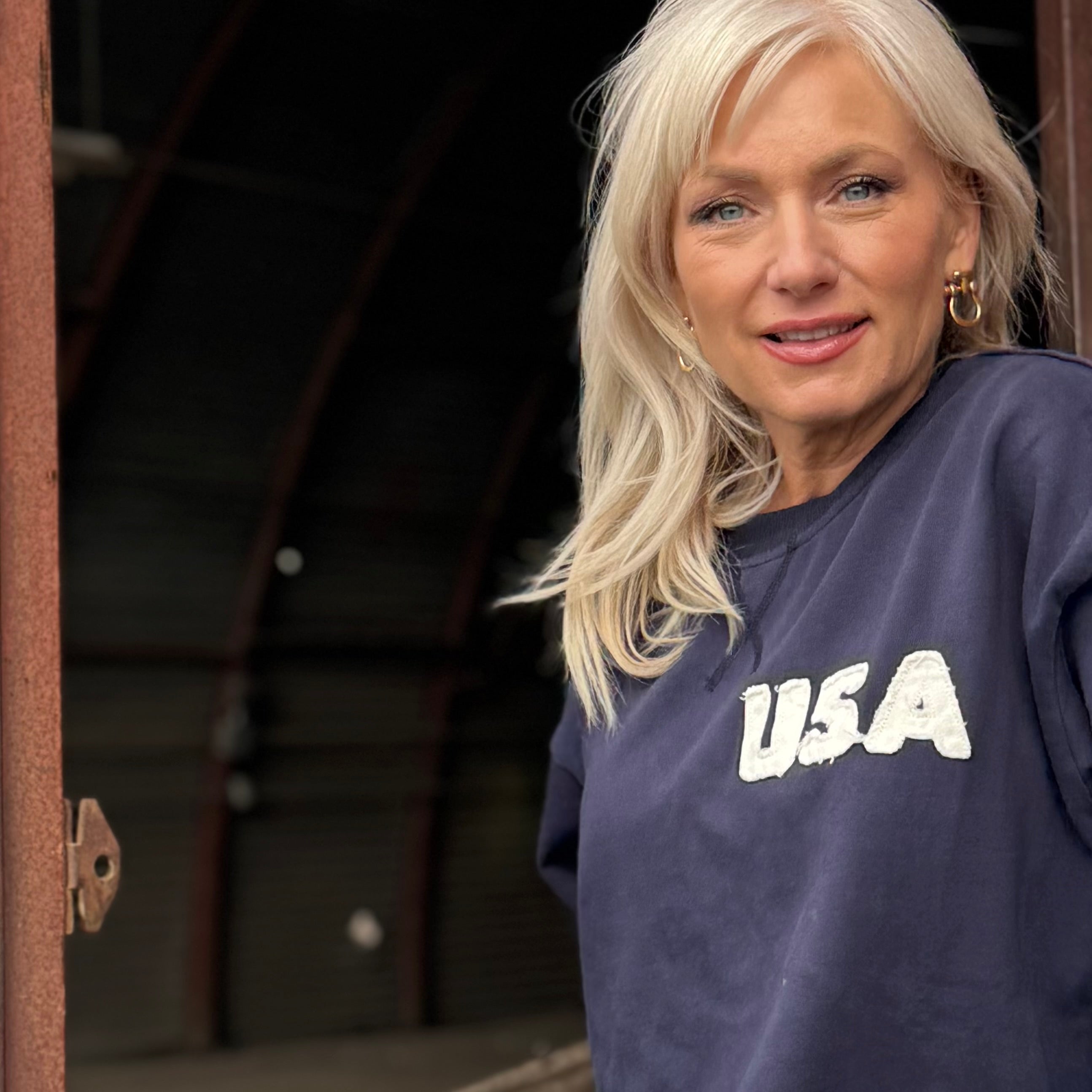 Heritage USA Cropped Pullover Navy